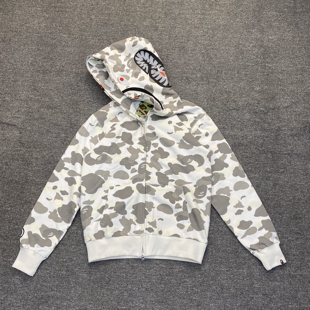 夜光 A BATHING APE BAPE   猿人鲨鱼 迷彩 拉链外套 男女同款 