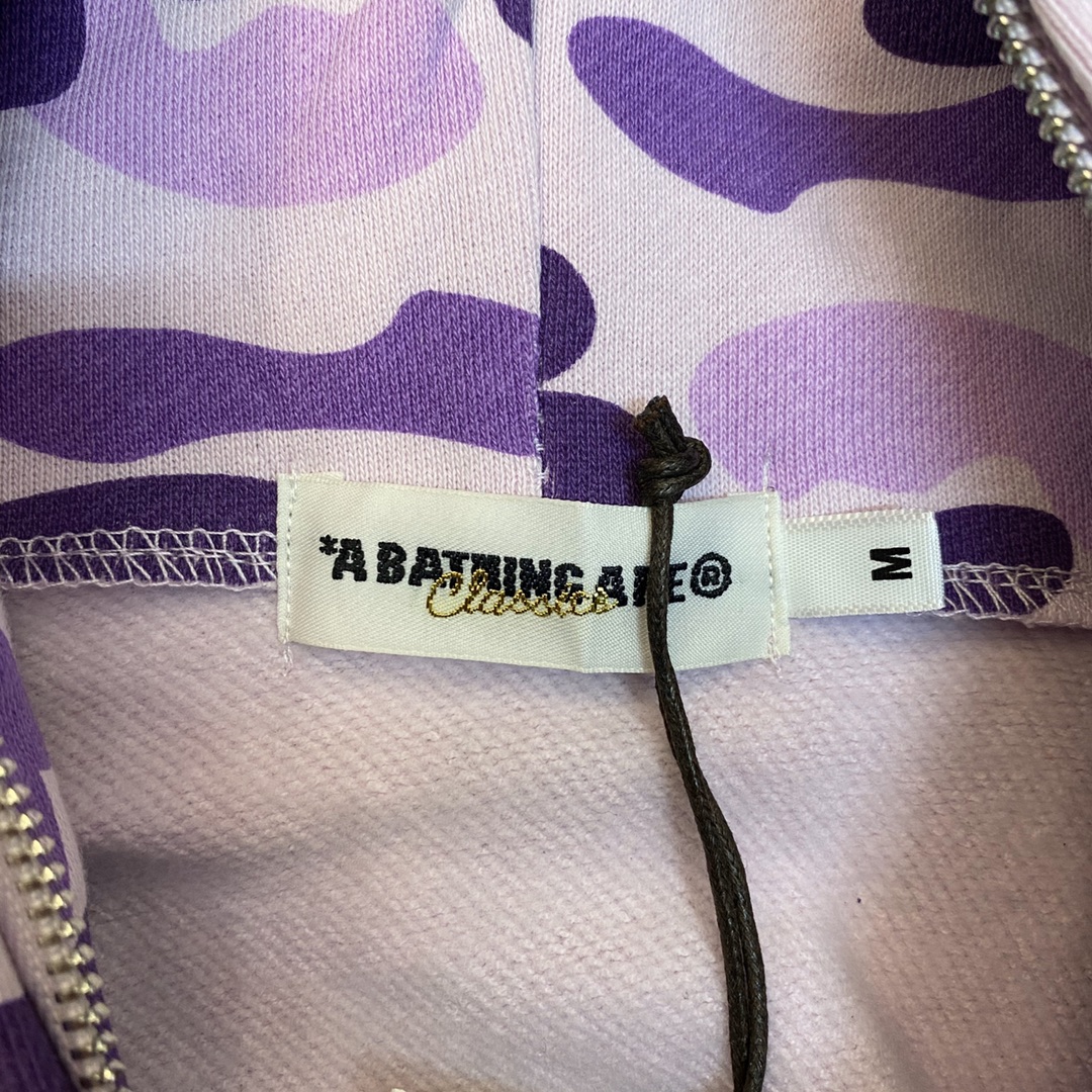 A BATHING APE BAPE  猿人鲨鱼 迷彩 拉链外套 紫色 男女同款 