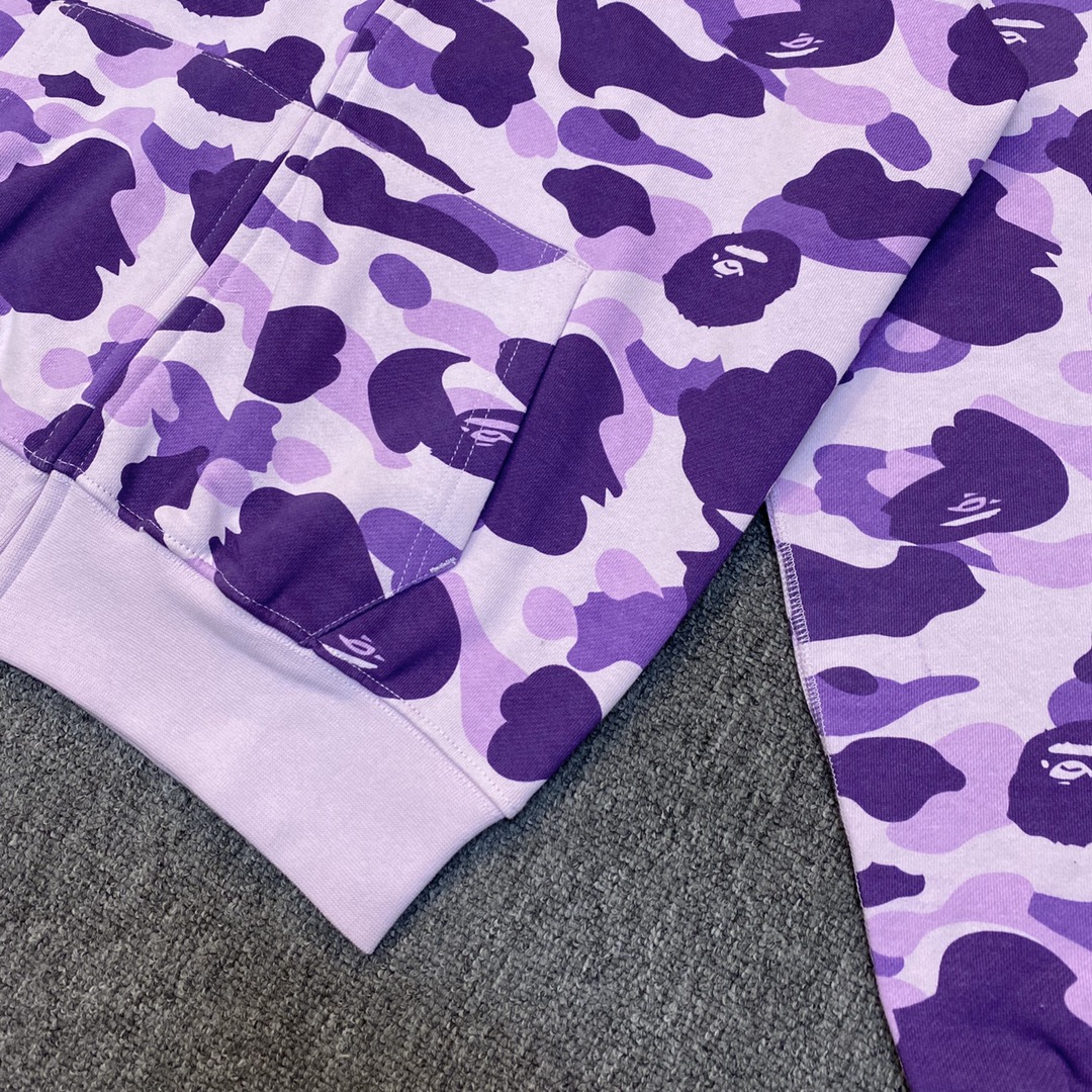 A BATHING APE BAPE  猿人鲨鱼 迷彩 拉链外套 紫色 男女同款 