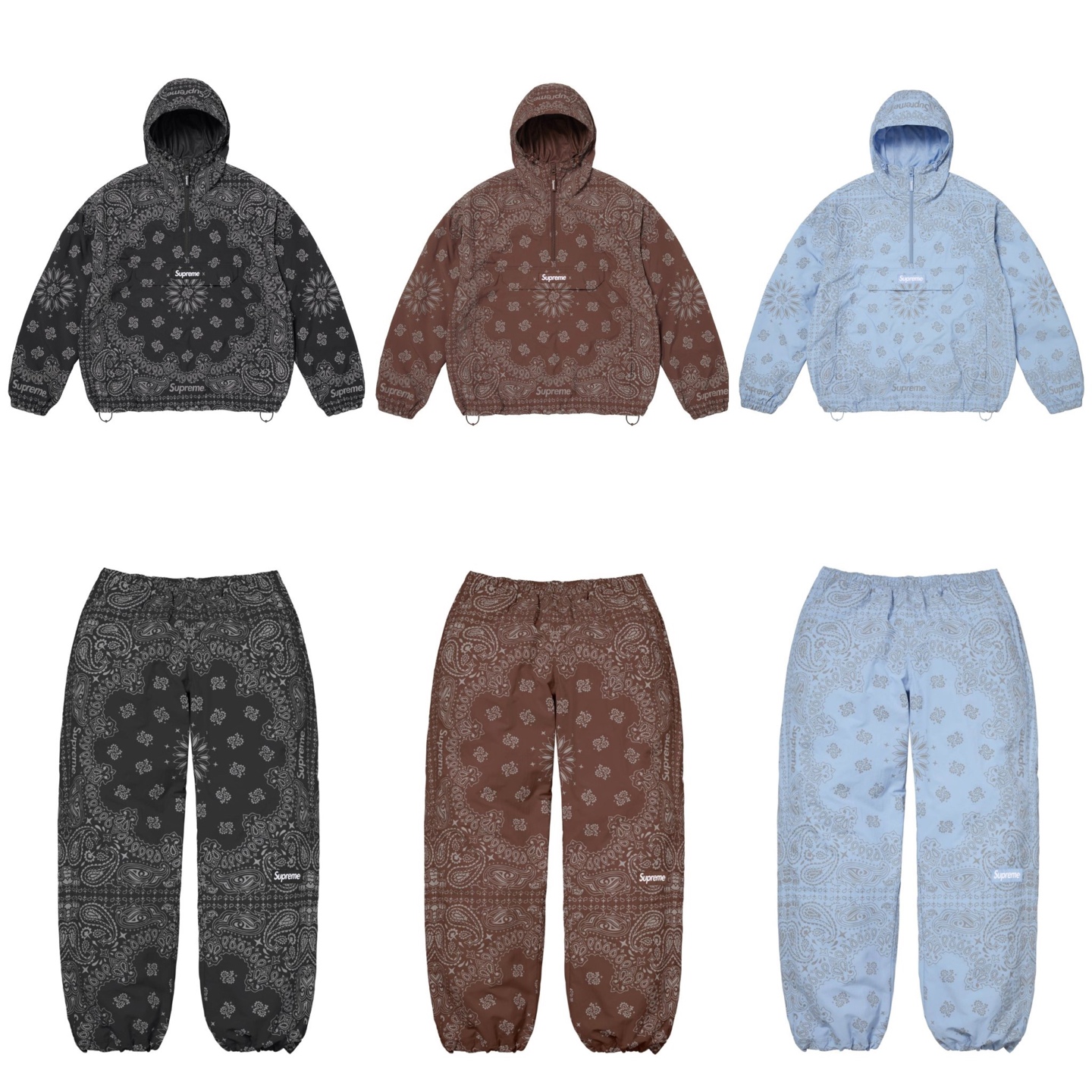 Supreme SS26 Reflective Bandana Anorak 半拉链 连帽卫衣 满印 腰果花 夹克 三色