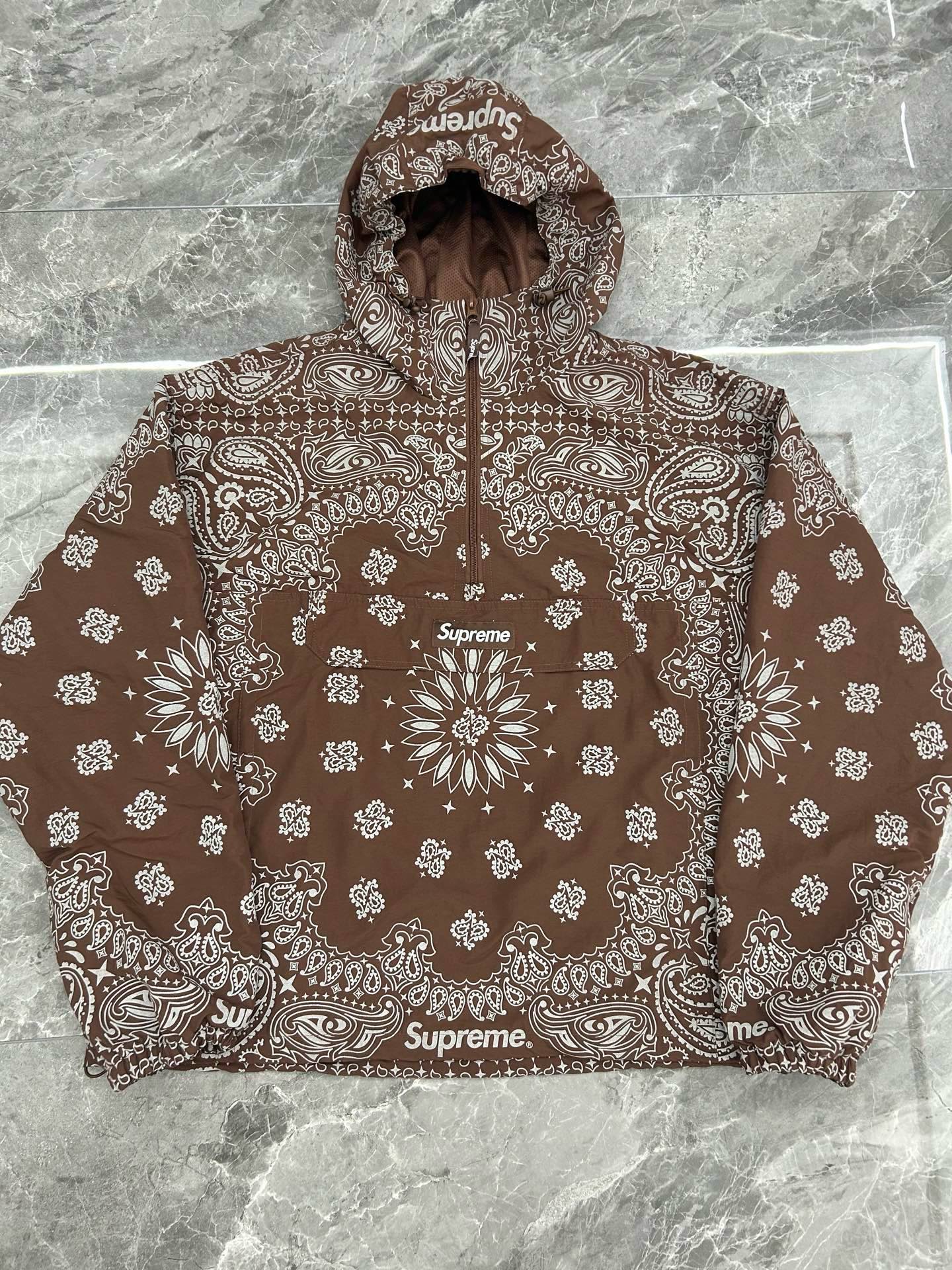 Supreme SS26 Reflective Bandana Anorak 半拉链 连帽卫衣 满印 腰果花 夹克 三色
