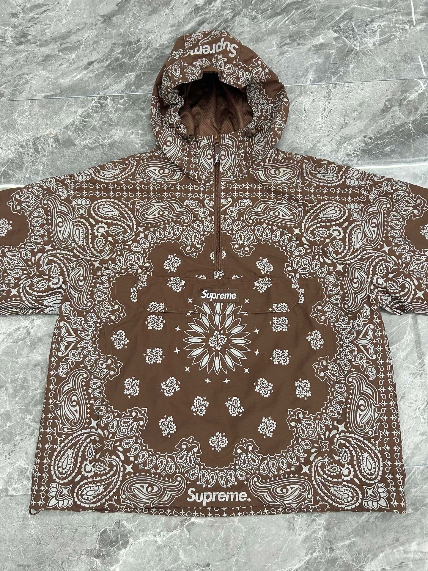 Supreme SS26 Reflective Bandana Anorak 半拉链 连帽卫衣 满印 腰果花 夹克 三色