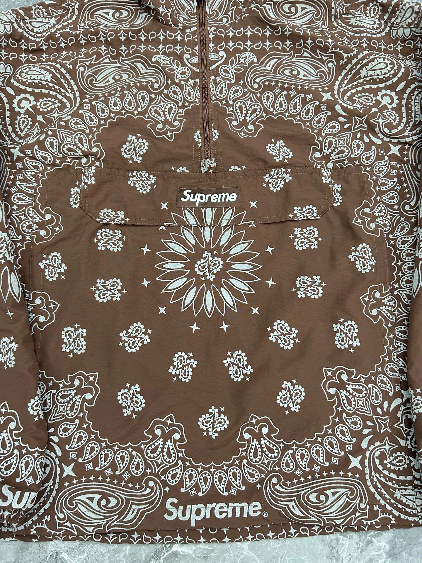 Supreme SS26 Reflective Bandana Anorak 半拉链 连帽卫衣 满印 腰果花 夹克 三色