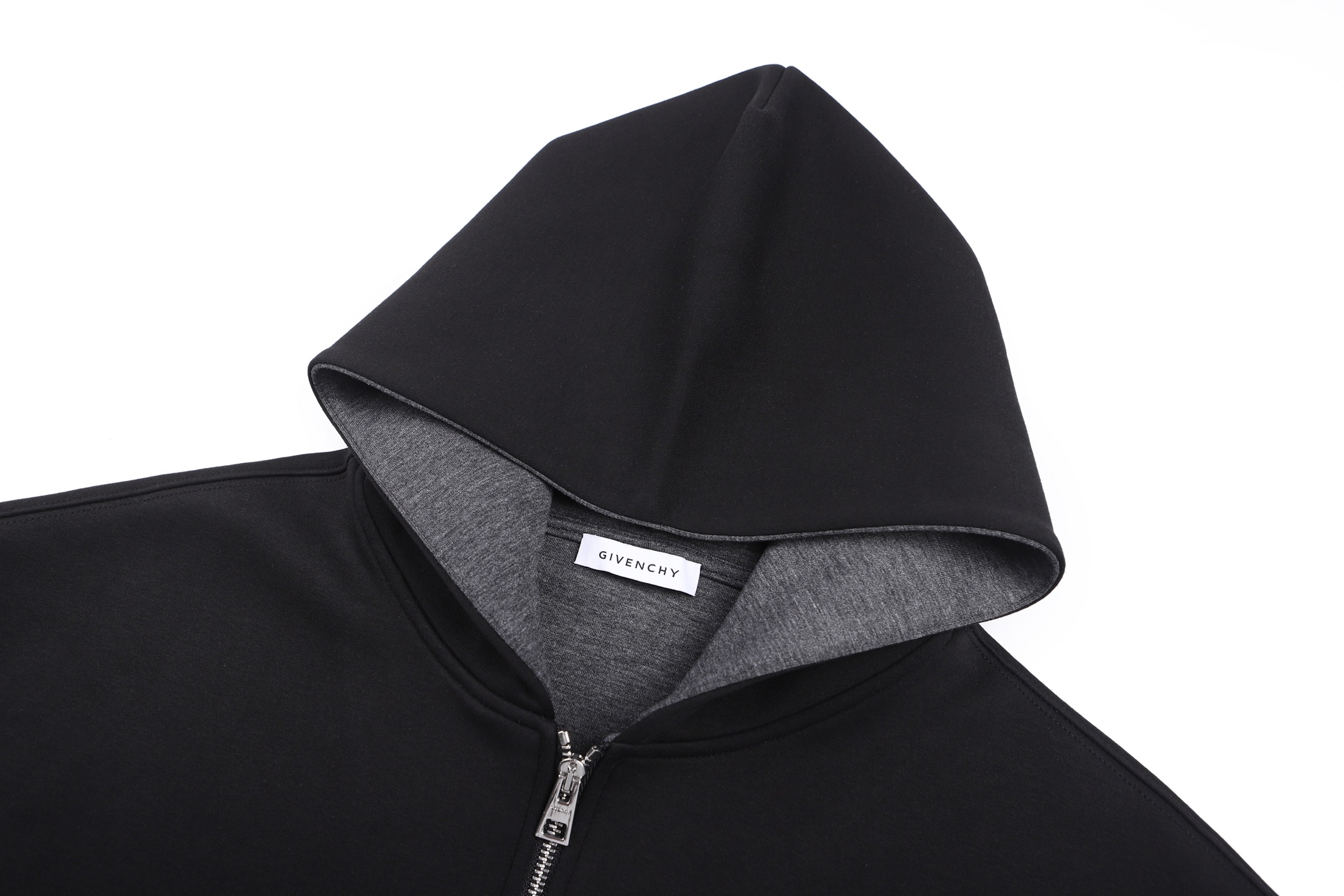 Givenchy 纪梵希 刺绣标识高定缝线拉链连帽卫衣 外套 夹克 连帽衫 长袖 秋冬款 黑色 B5