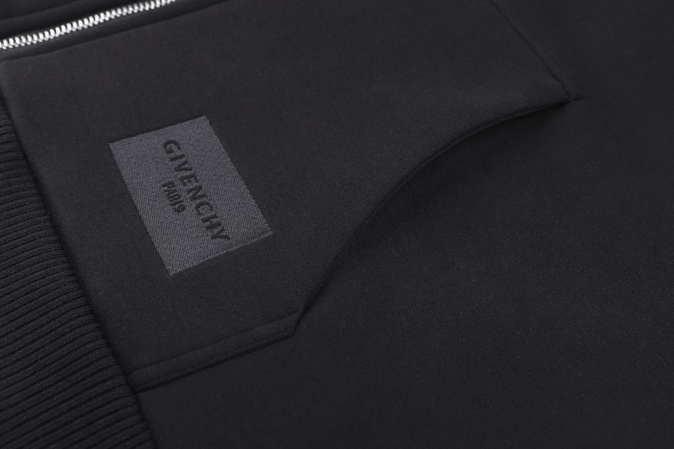 Givenchy 纪梵希 刺绣标识高定缝线拉链连帽卫衣 外套 夹克 连帽衫 长袖 秋冬款 黑色 B5