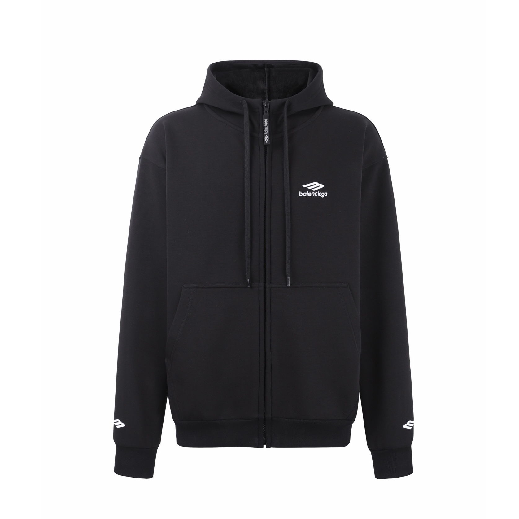 Balenciaga 巴黎世家 滑雪系列天鹅绒拉链连帽卫衣 夹克 外套 连帽衫 长袖 秋冬 黑色 B5