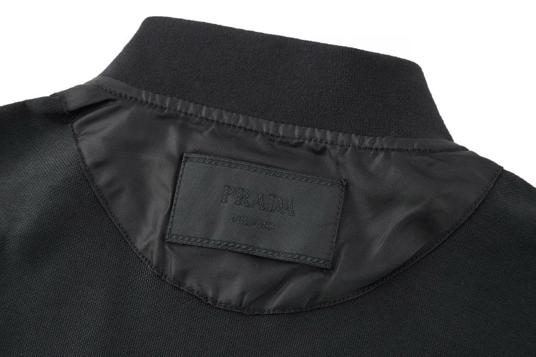 PRADA 普拉达 三角标Polo衫 长袖 T恤 黑色 A5