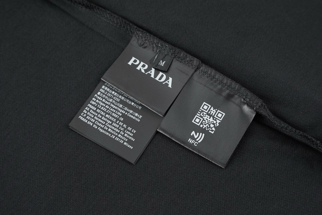 PRADA 普拉达 三角标Polo衫 长袖 T恤 黑色 A5