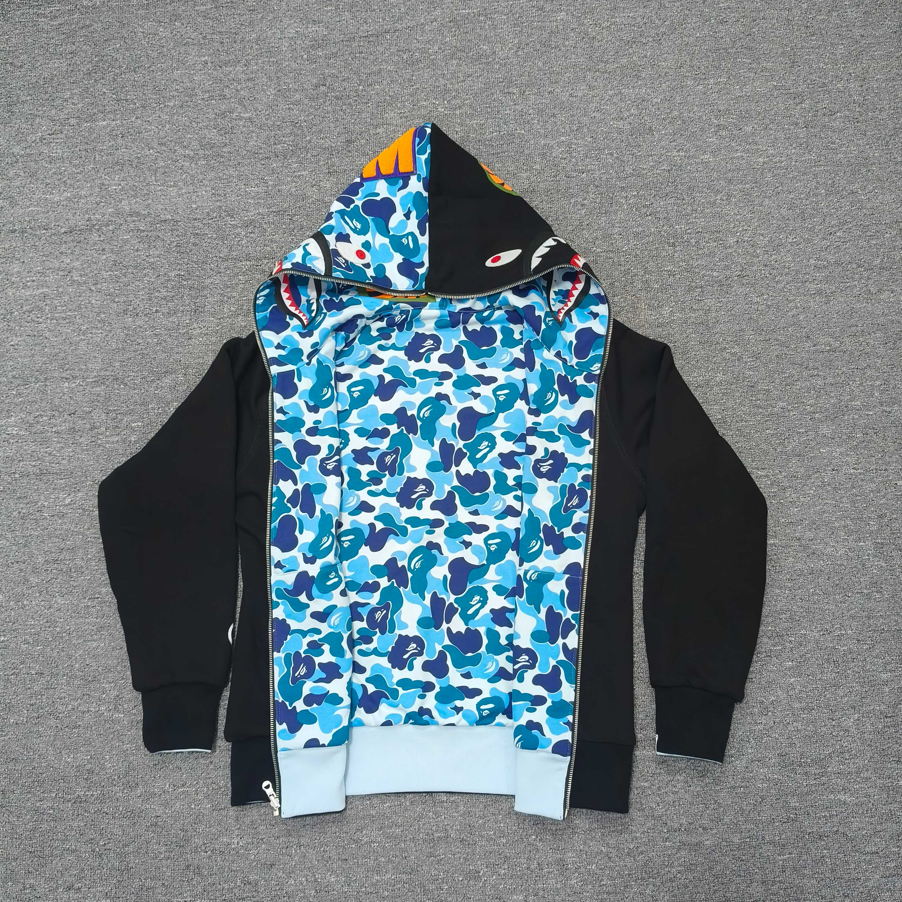 A BATHING APE BAPE   FW25 双面穿   鲨鱼拉链外套  男女同款 内外鸳鸯 黑蓝