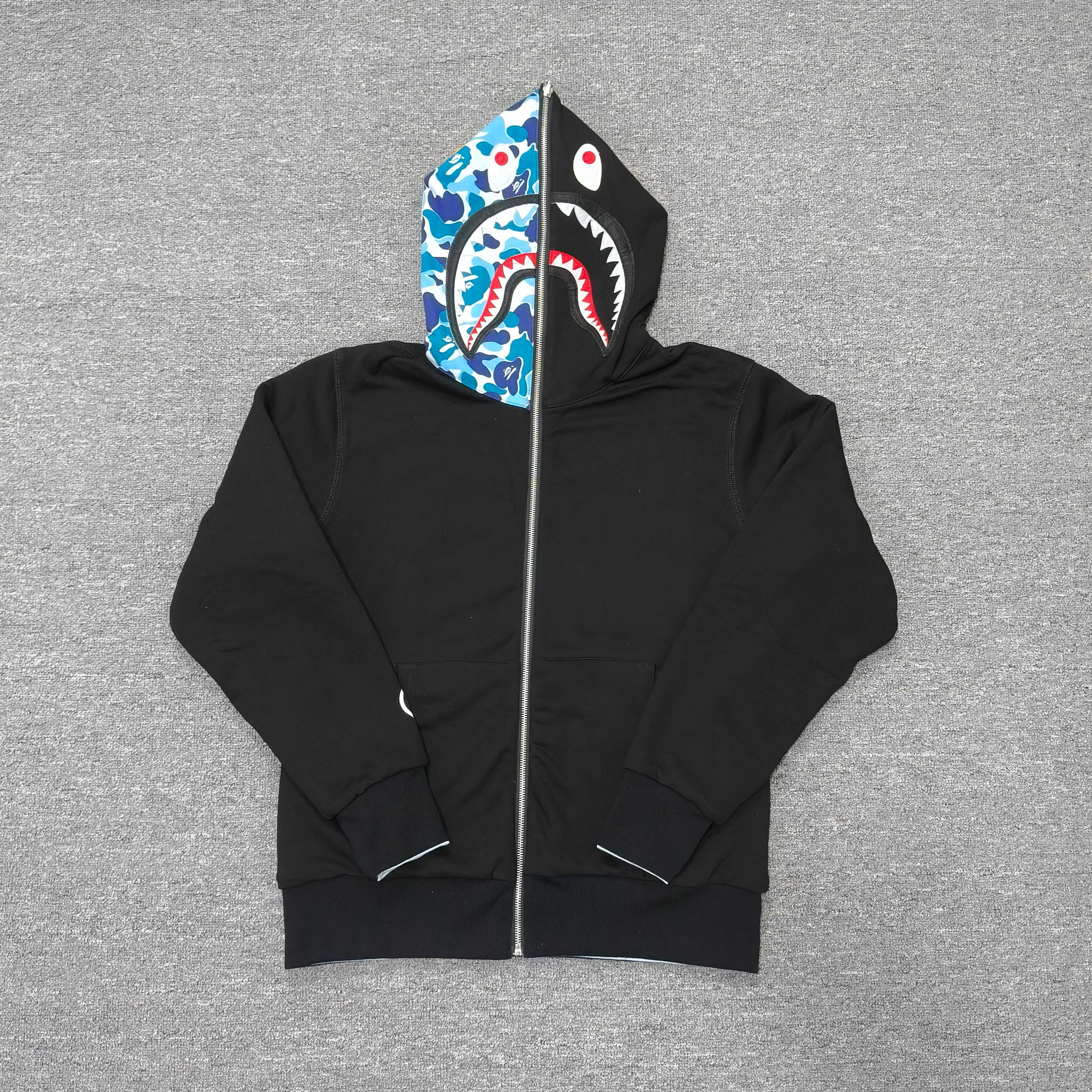 A BATHING APE BAPE   FW25 双面穿   鲨鱼拉链外套  男女同款 内外鸳鸯 黑蓝