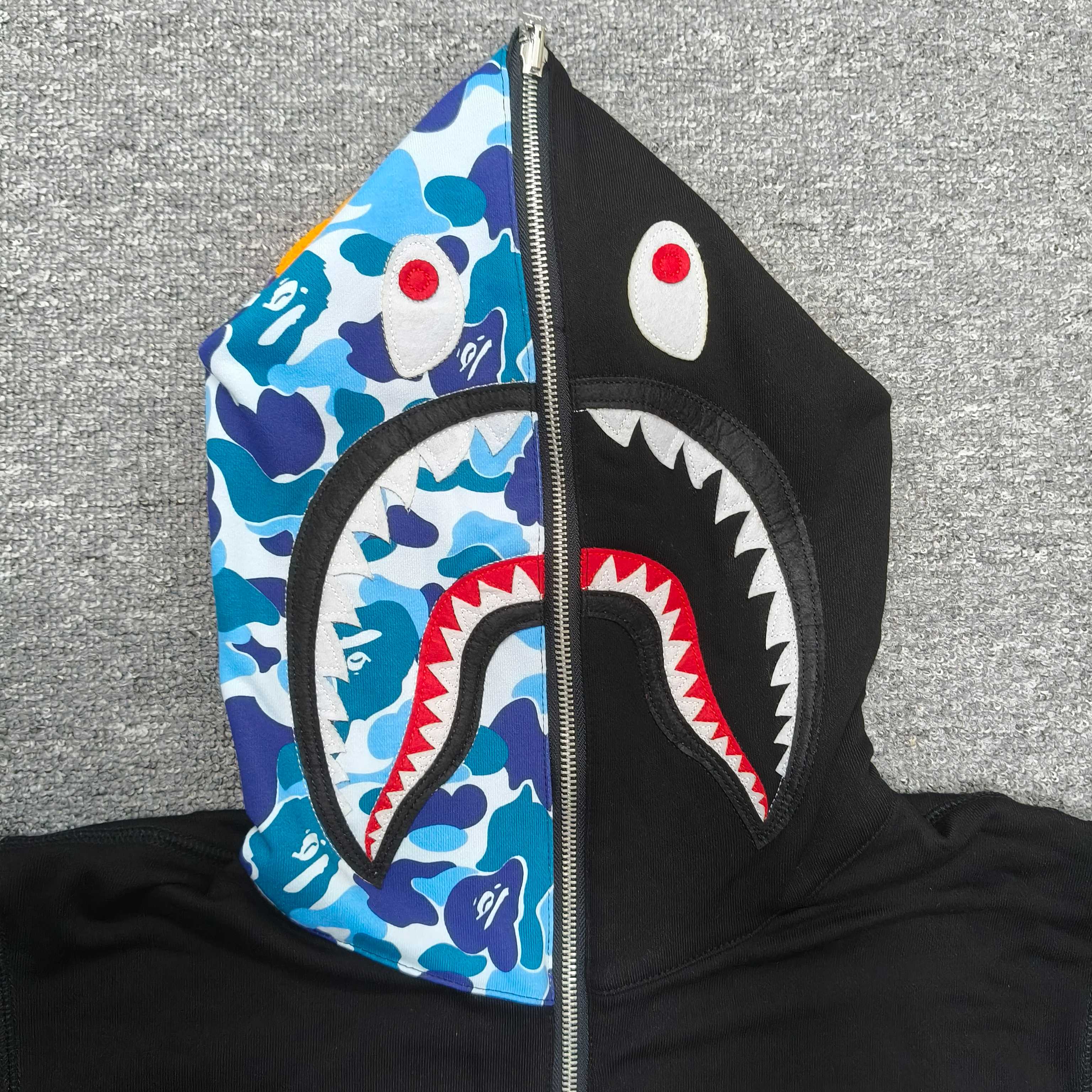 A BATHING APE BAPE   FW25 双面穿   鲨鱼拉链外套  男女同款 内外鸳鸯 黑蓝