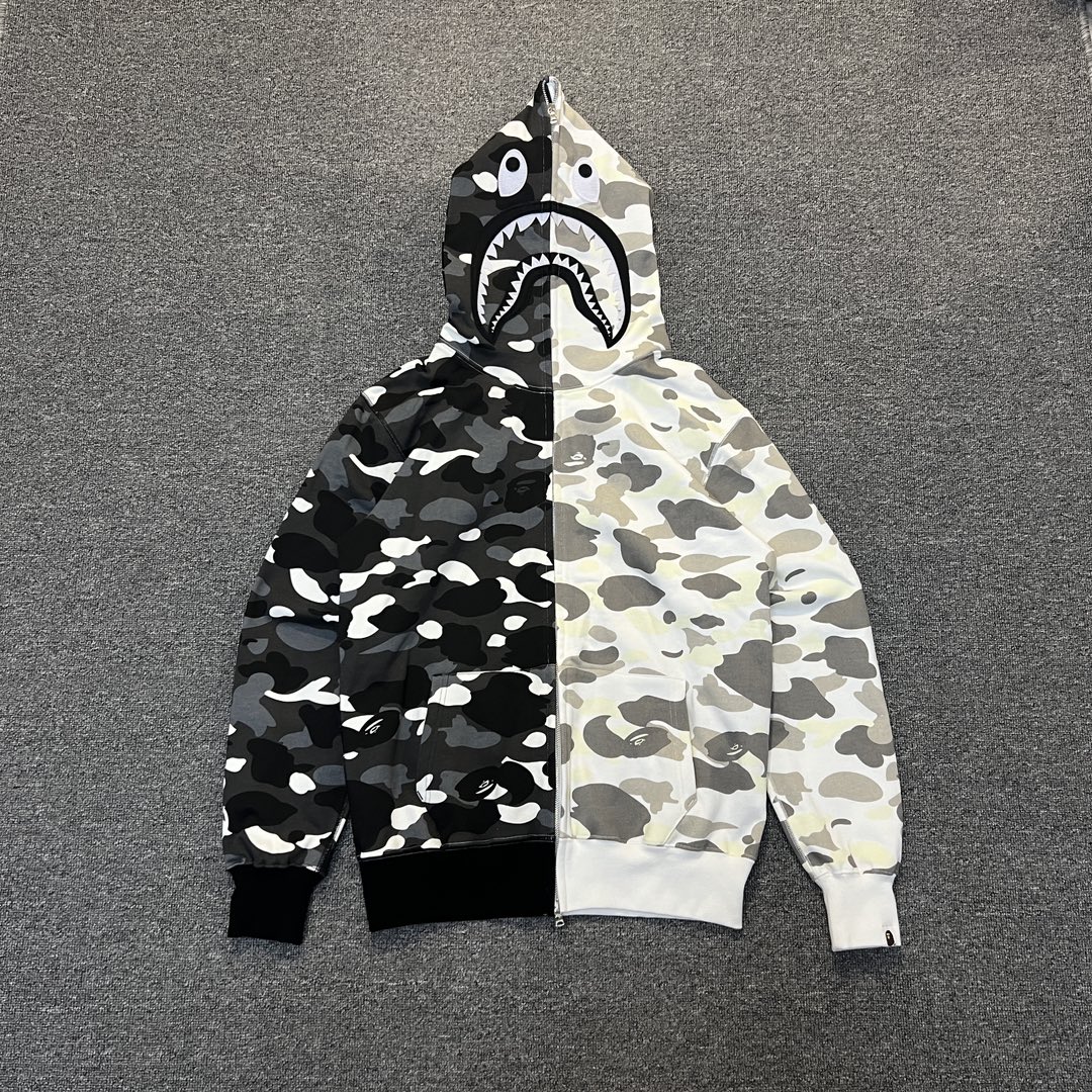 A BATHING APE BAPE  CITY CAMO FW25 CITY CAMO  鲨鱼拉链外套  男女同款  鸳鸯黑白迷彩
