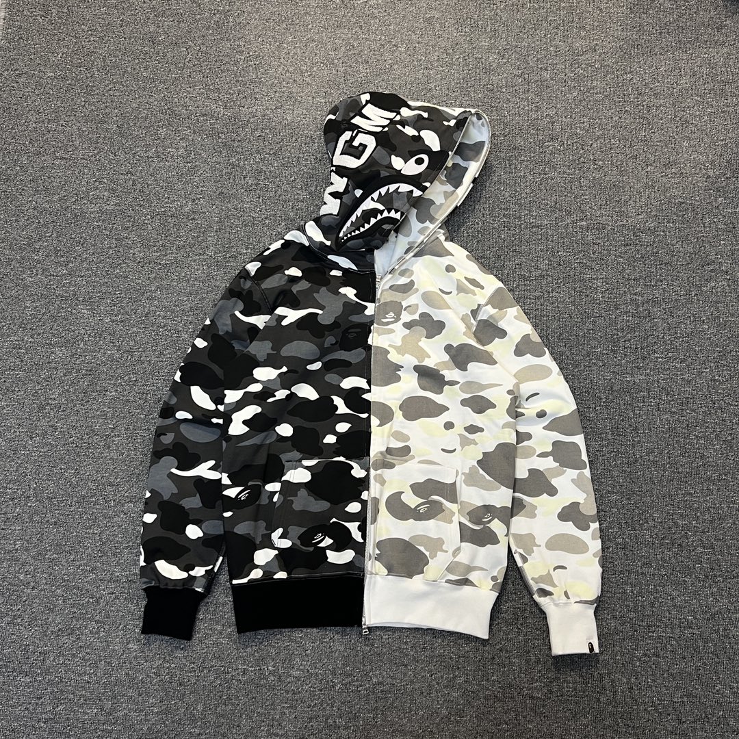 A BATHING APE BAPE  CITY CAMO FW25 CITY CAMO  鲨鱼拉链外套  男女同款  鸳鸯黑白迷彩