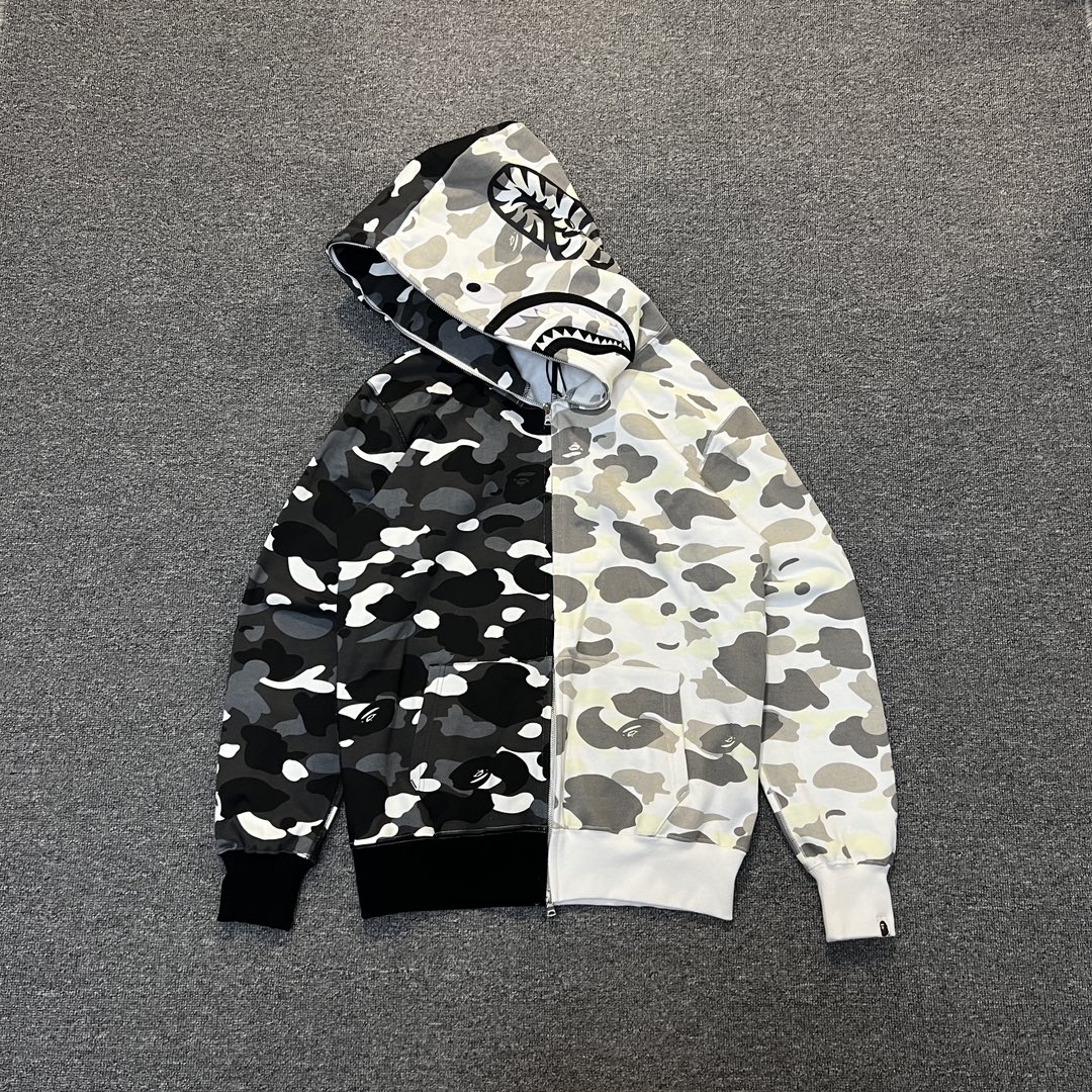 A BATHING APE BAPE  CITY CAMO FW25 CITY CAMO  鲨鱼拉链外套  男女同款  鸳鸯黑白迷彩
