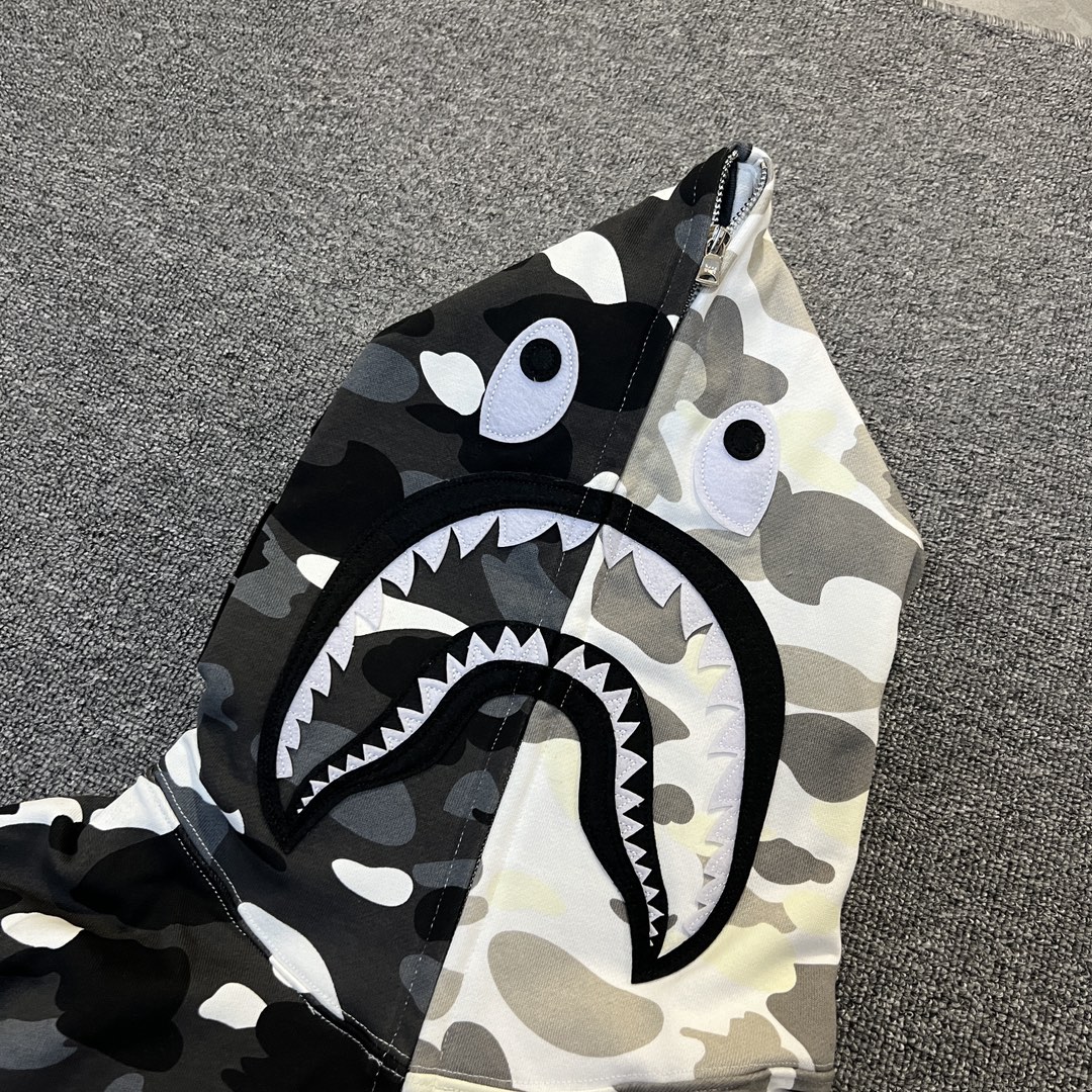 A BATHING APE BAPE  CITY CAMO FW25 CITY CAMO  鲨鱼拉链外套  男女同款  鸳鸯黑白迷彩