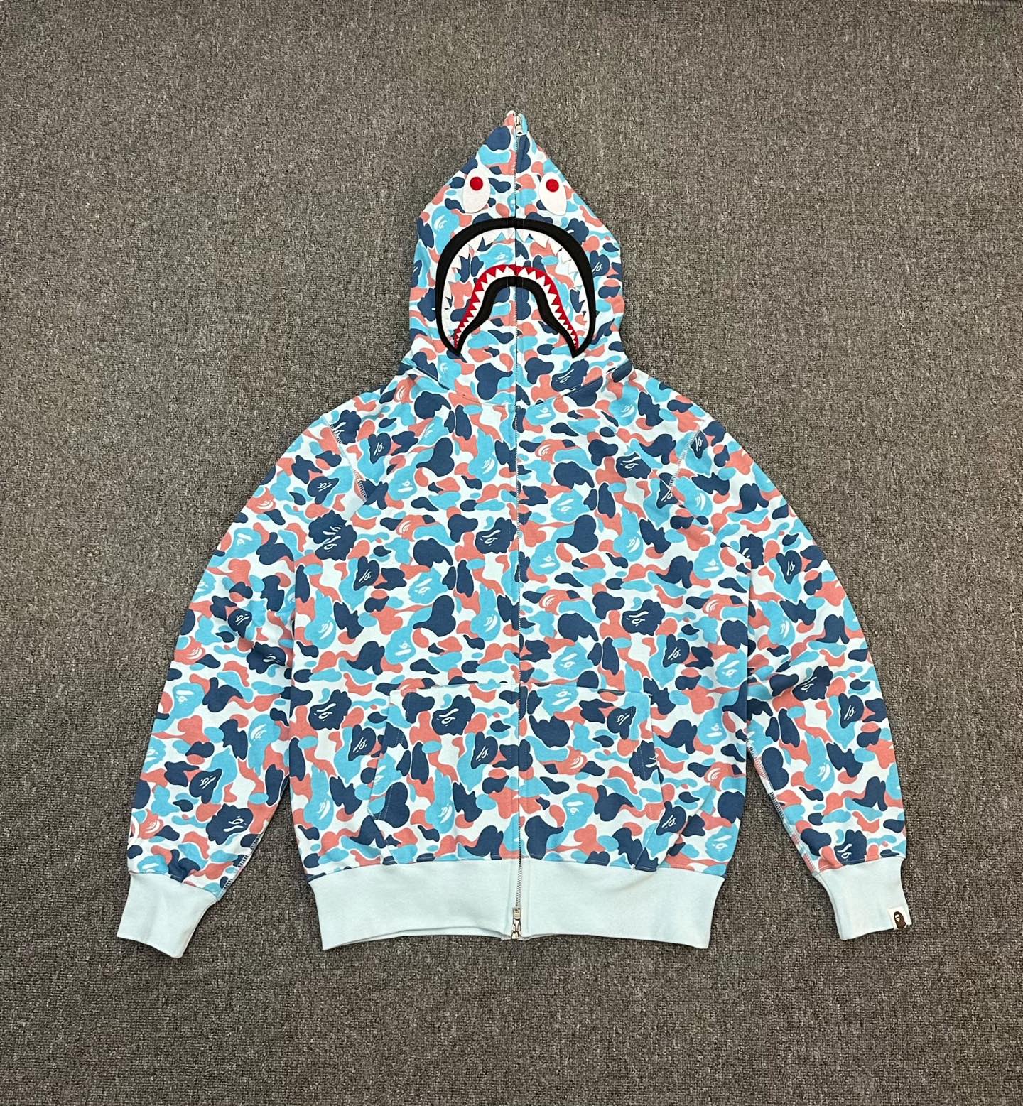 A BATHING APE BAPE  PACK系列 FW24  鲨鱼拉链外套  男女同款 迷彩蓝色