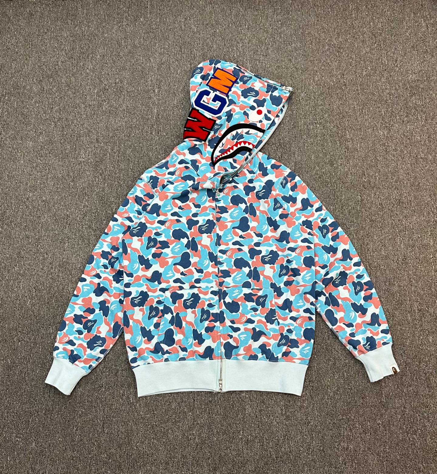 A BATHING APE BAPE  PACK系列 FW24  鲨鱼拉链外套  男女同款 迷彩蓝色