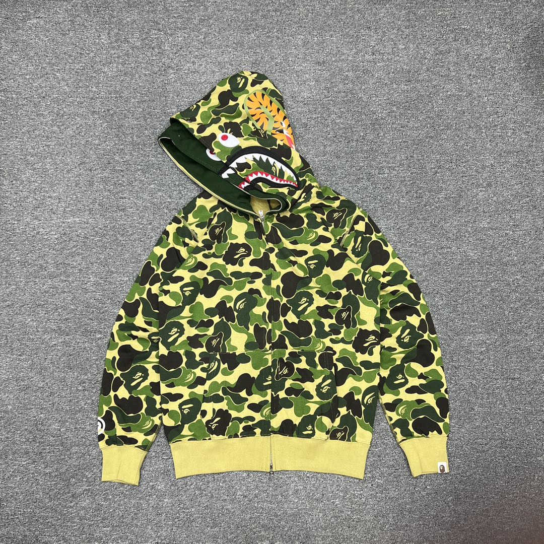 A BATHING APE BAPE  双帽  鲨鱼拉链外套  男女同款 绿色