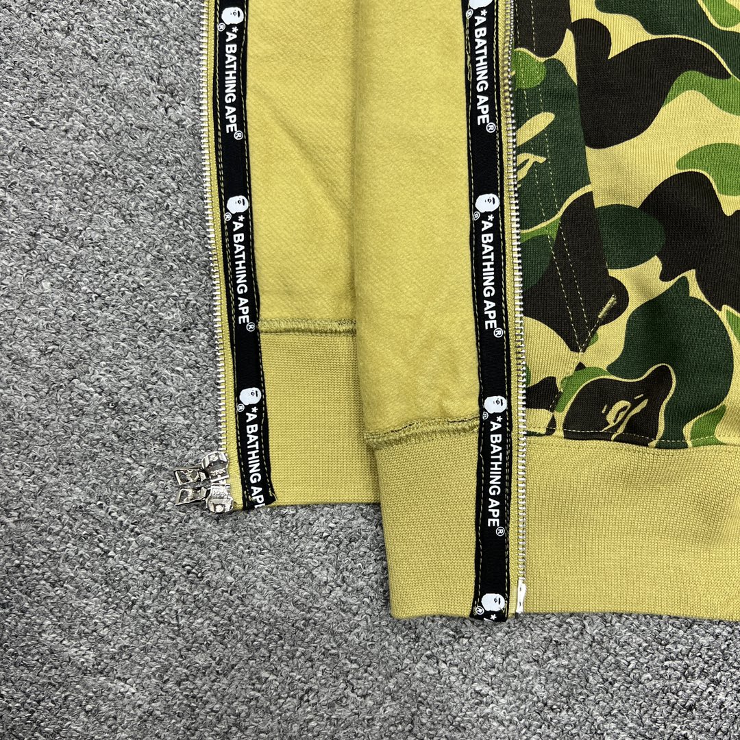 A BATHING APE BAPE  双帽  鲨鱼拉链外套  男女同款 绿色
