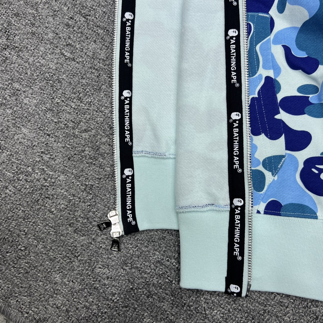 A BATHING APE BAPE  双帽  鲨鱼拉链外套  男女同款 蓝色