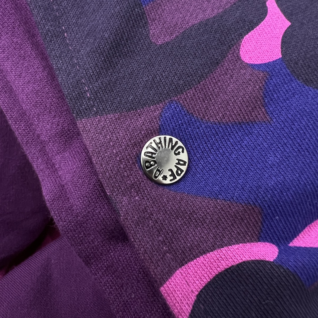 A BATHING APE BAPE  双帽  鲨鱼拉链外套  男女同款 紫色