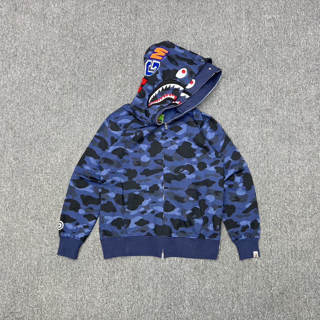 A BATHING APE BAPE  双帽  鲨鱼拉链外套  男女同款 红色  1G80-115-022