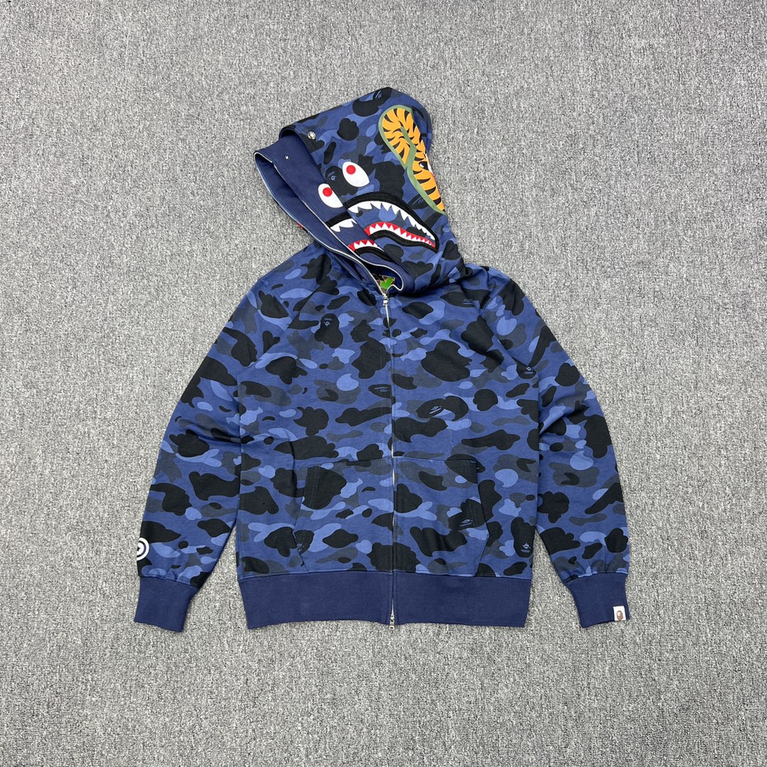 A BATHING APE BAPE  双帽  鲨鱼拉链外套  男女同款 红色  1G80-115-022