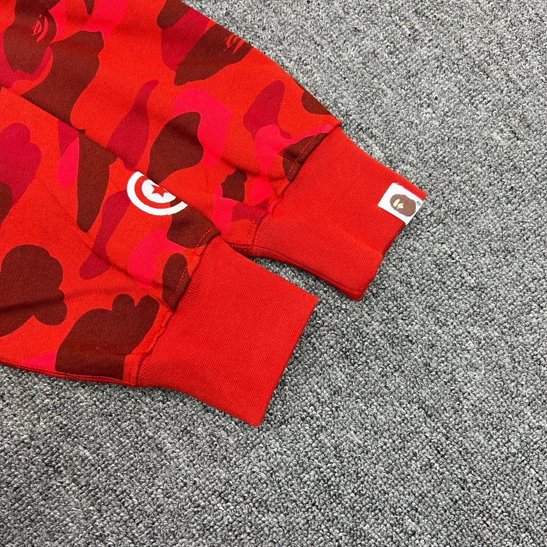 A BATHING APE BAPE  双帽  鲨鱼拉链外套  男女同款 红色  1G80-115-022