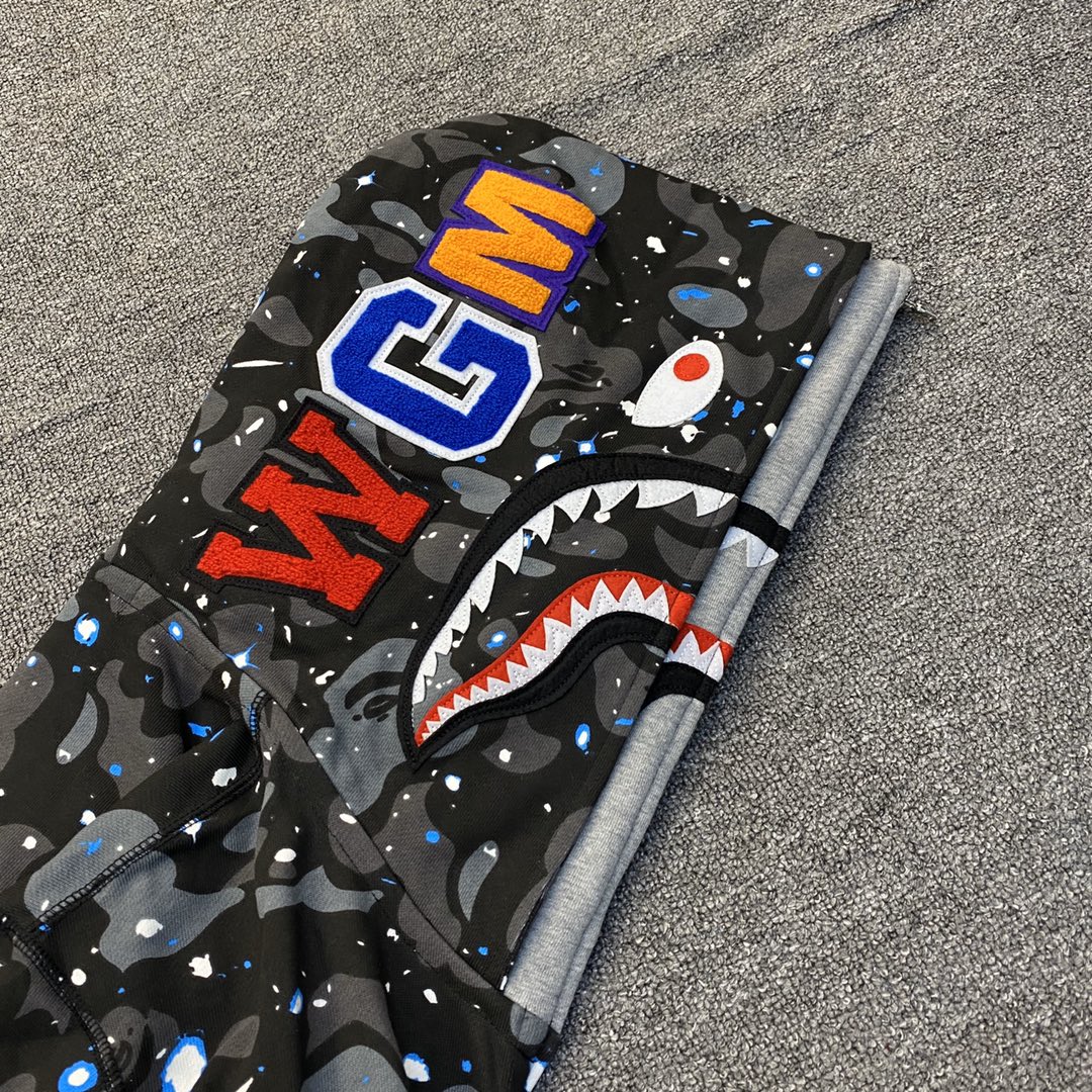 A BATHING APE BAPE  双帽 星空 迷彩拉链外套  男女同款 黑色 1G20-115-004
