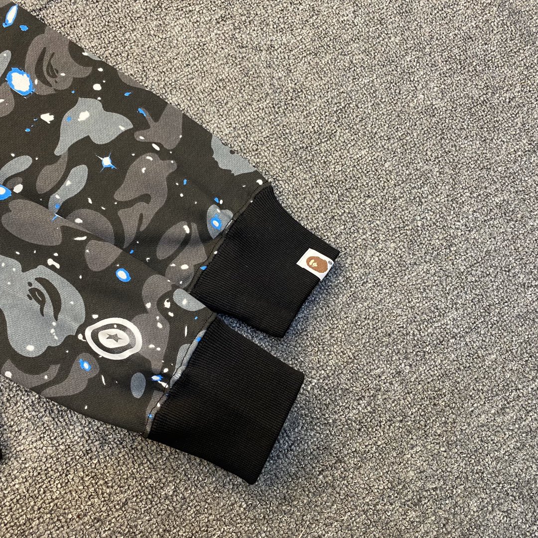 A BATHING APE BAPE  双帽 星空 迷彩拉链外套  男女同款 黑色 1G20-115-004