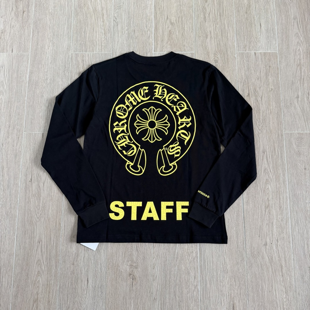 Chrome Hearts CH克罗心 长袖 袖子字体 后背大马蹄  STAFF 黑黄 裂纹