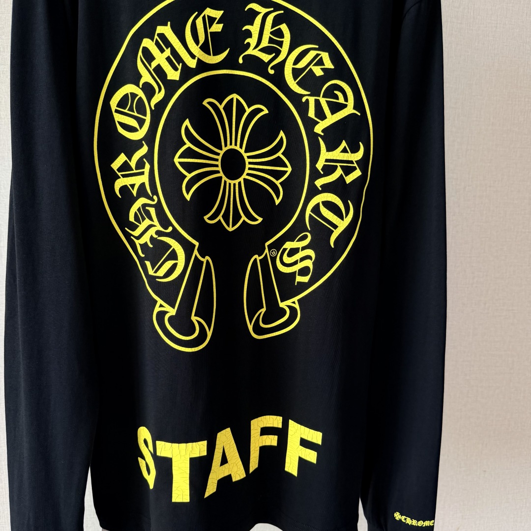 Chrome Hearts CH克罗心 长袖 袖子字体 后背大马蹄  STAFF 黑黄 裂纹