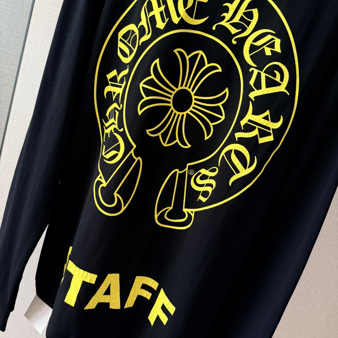 Chrome Hearts CH克罗心 长袖 袖子字体 后背大马蹄  STAFF 黑黄 裂纹