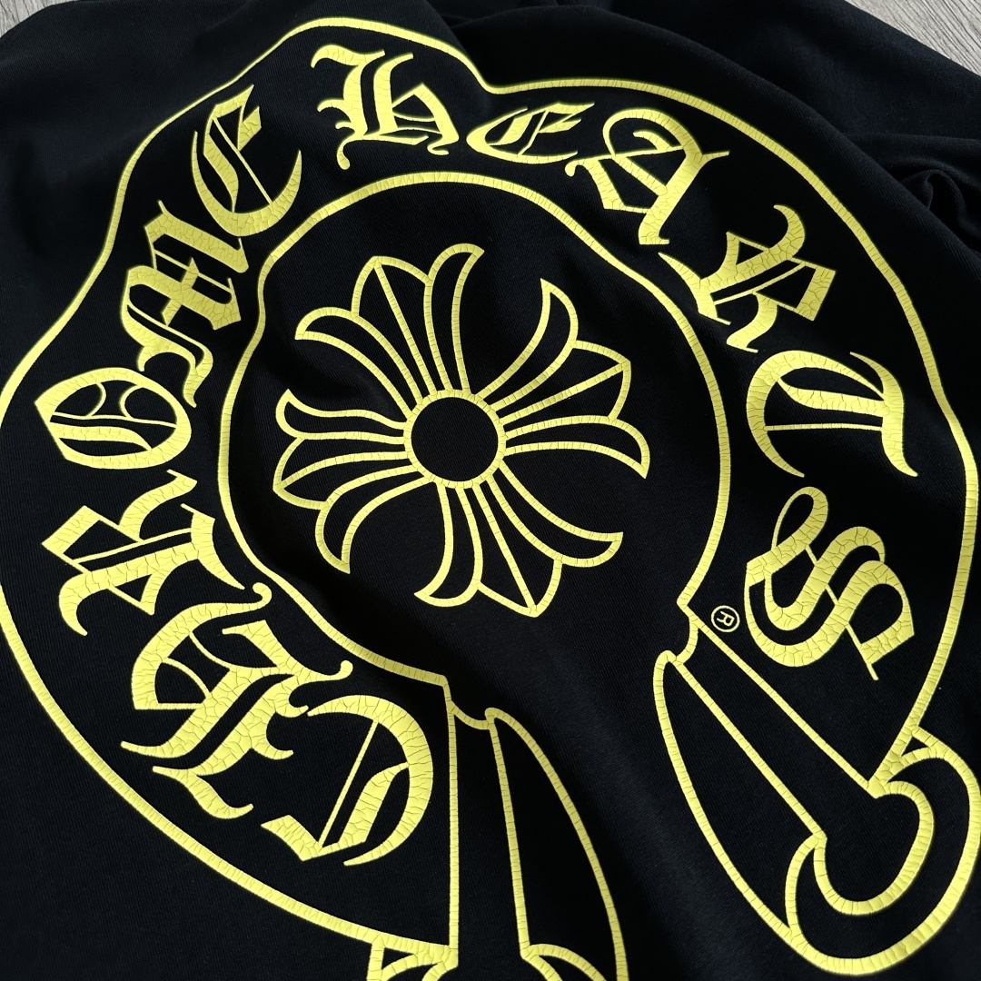Chrome Hearts CH克罗心 长袖 袖子字体 后背大马蹄  STAFF 黑黄 裂纹