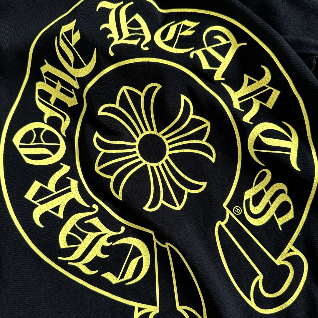 Chrome Hearts CH克罗心 长袖 袖子字体 后背大马蹄  STAFF 黑黄 裂纹