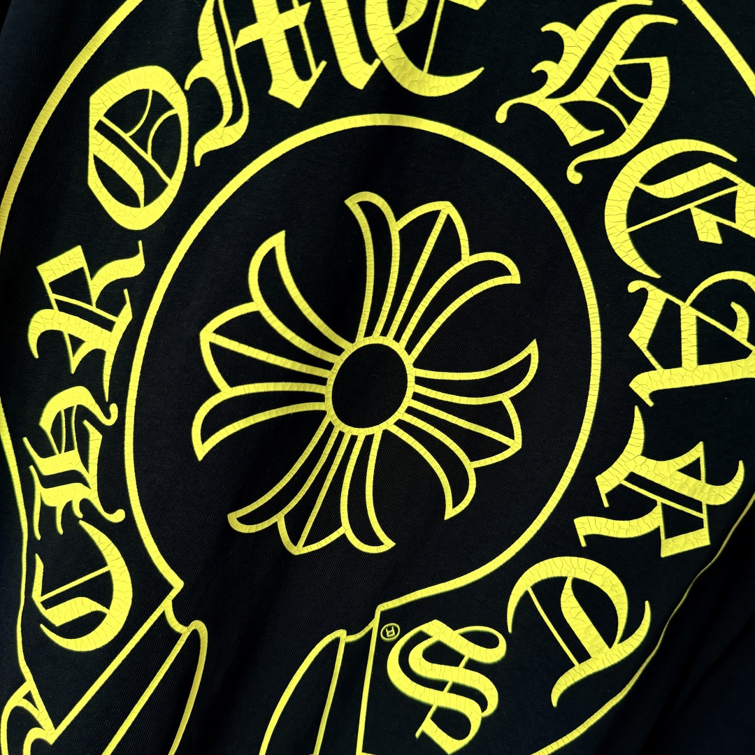 Chrome Hearts CH克罗心 长袖 袖子字体 后背大马蹄  STAFF 黑黄 裂纹