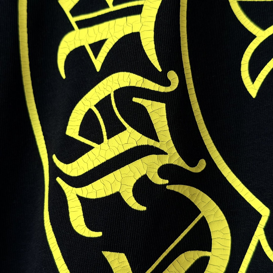 Chrome Hearts CH克罗心 长袖 袖子字体 后背大马蹄  STAFF 黑黄 裂纹
