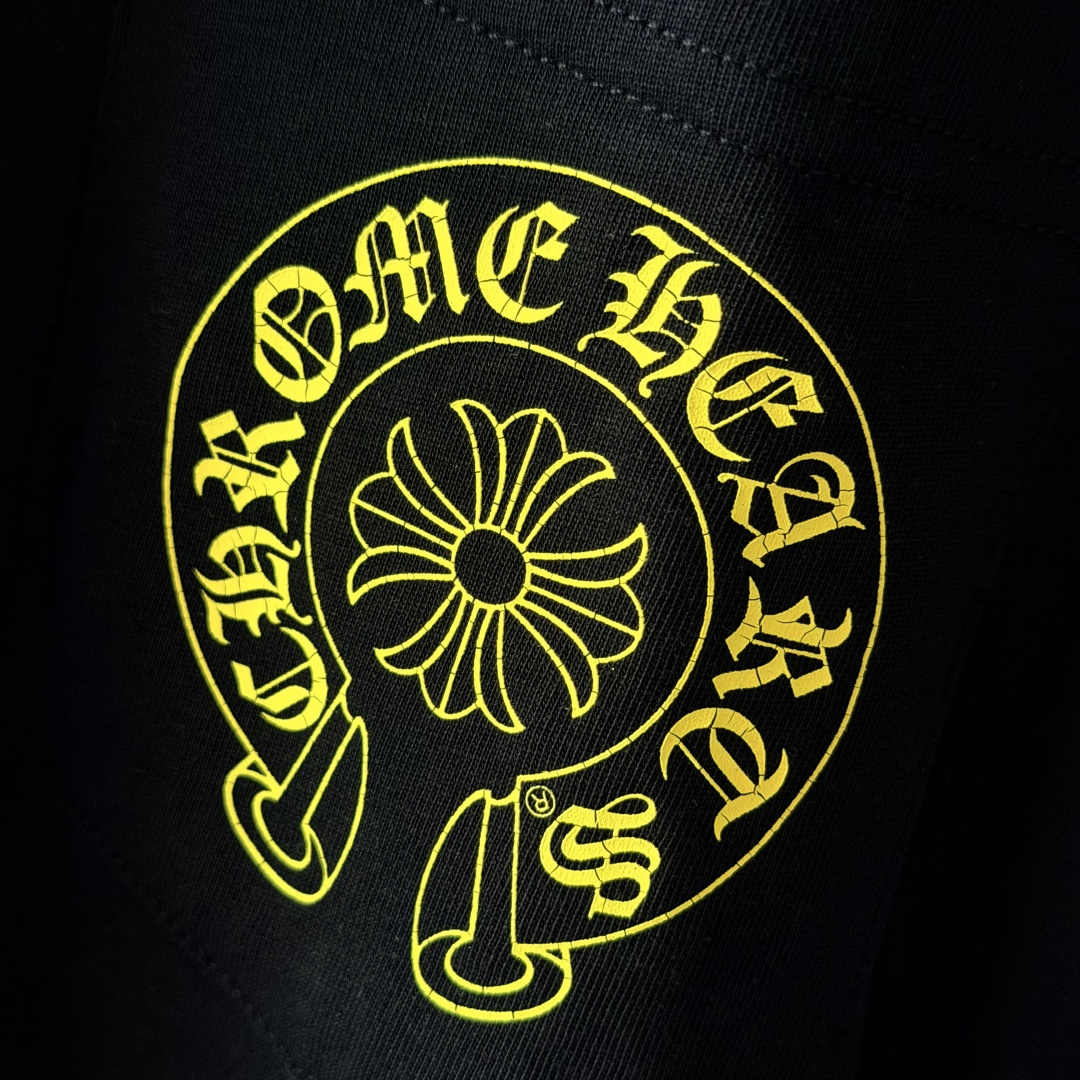 Chrome Hearts CH克罗心 长袖 袖子字体 后背大马蹄  STAFF 黑黄 裂纹