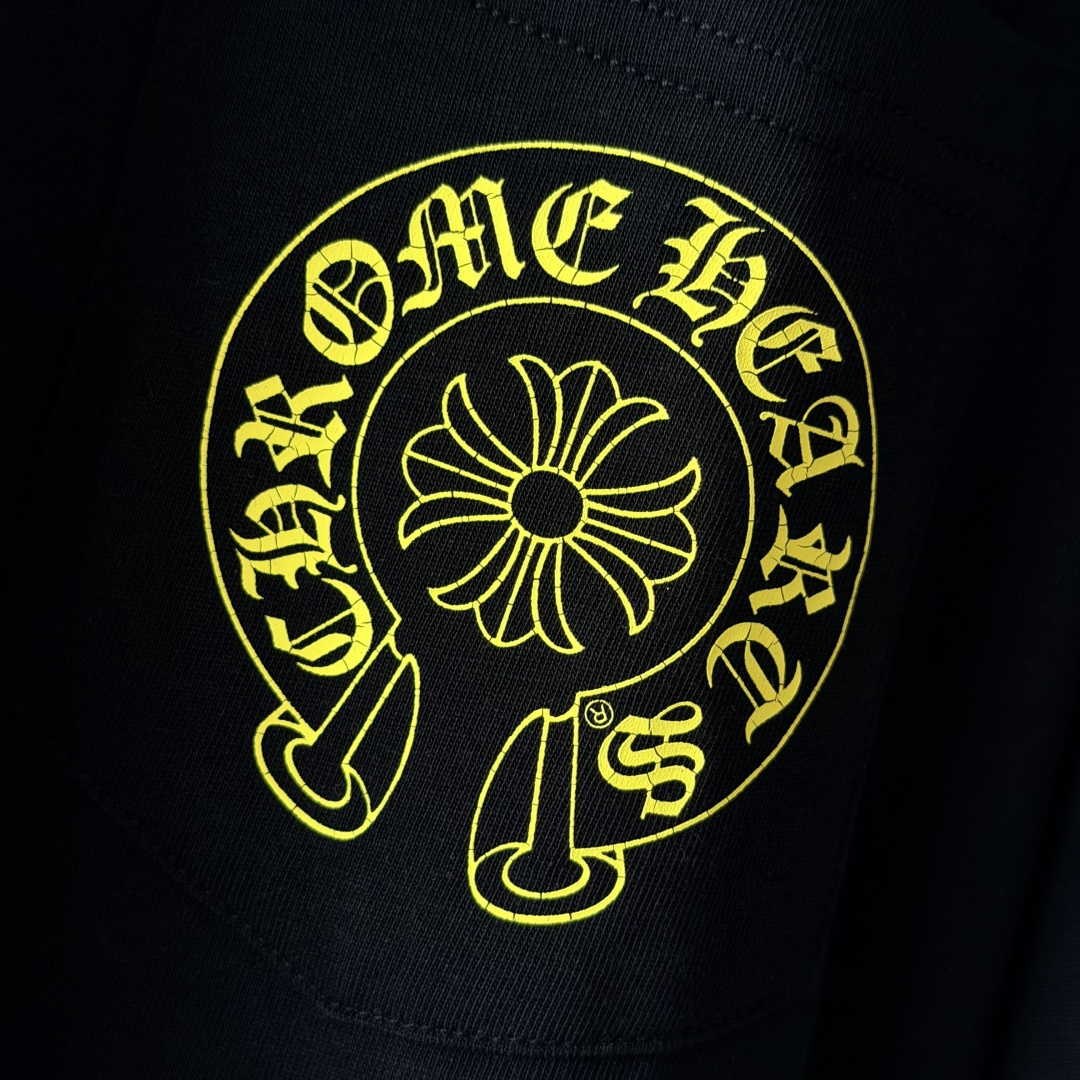 Chrome Hearts CH克罗心 长袖 袖子字体 后背大马蹄  STAFF 黑黄 裂纹
