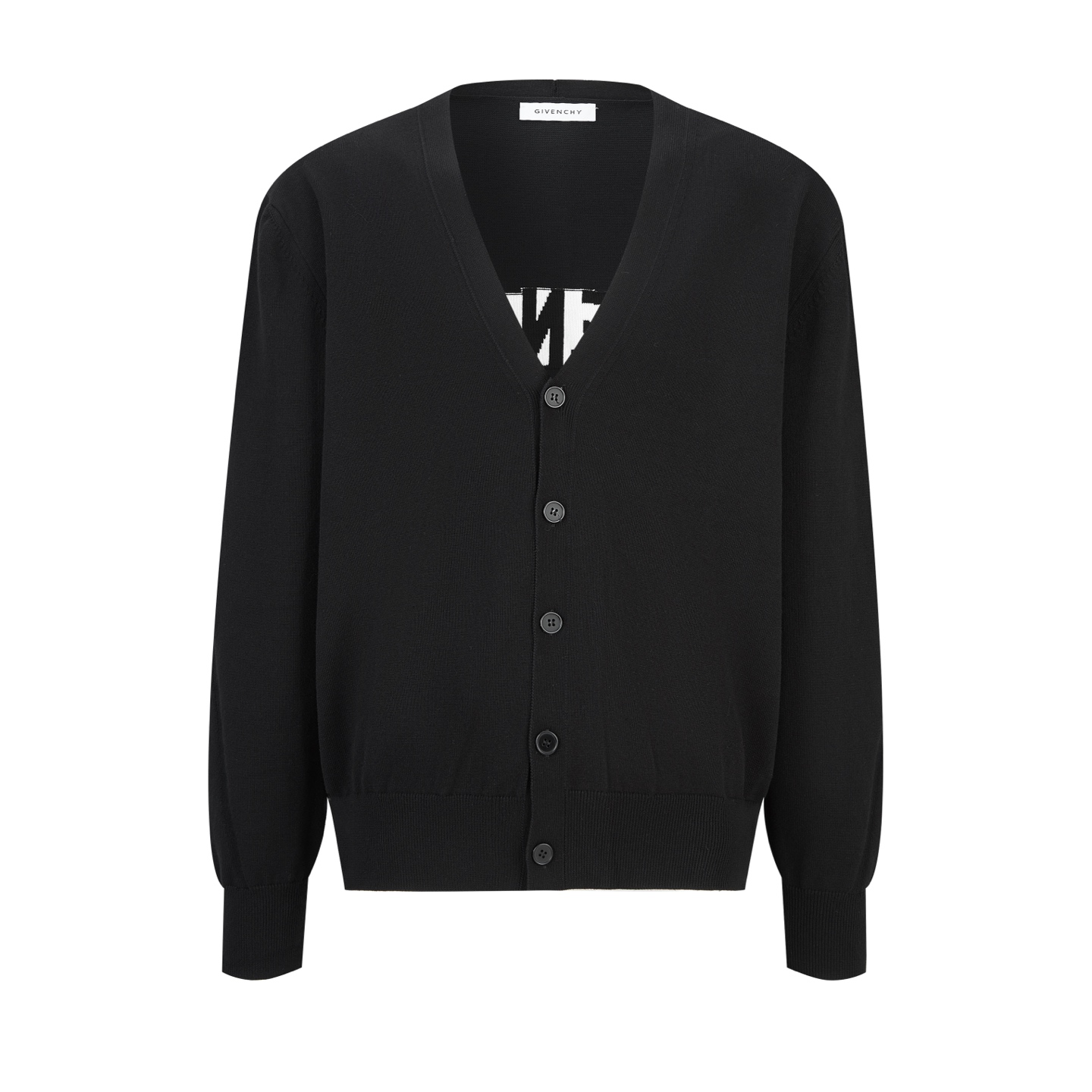 Givenchy 纪梵希 字母提花标识V领针织开衫 毛衣 针织衫 长袖 秋冬 黑色 B0