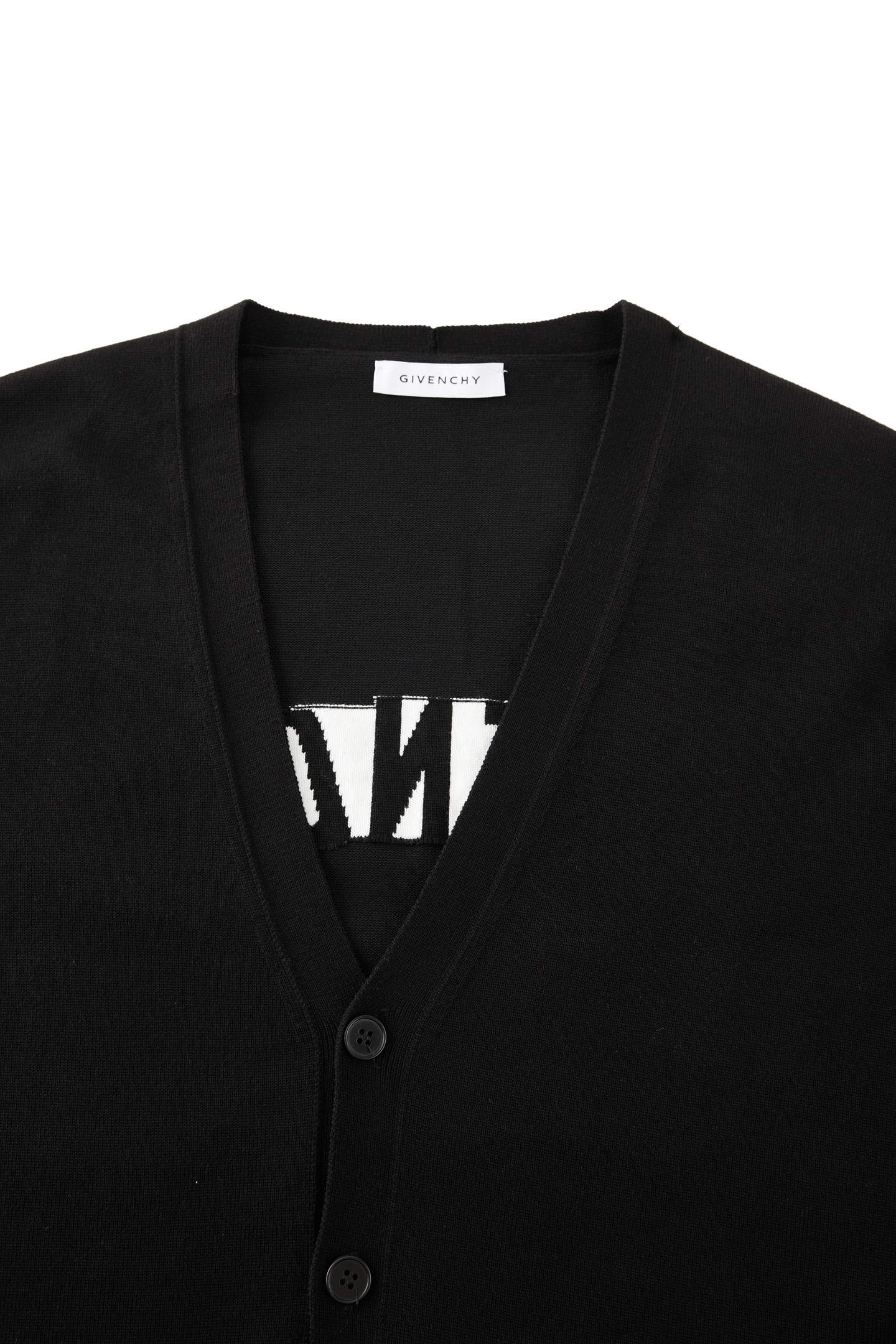 Givenchy 纪梵希 字母提花标识V领针织开衫 毛衣 针织衫 长袖 秋冬 黑色 B0