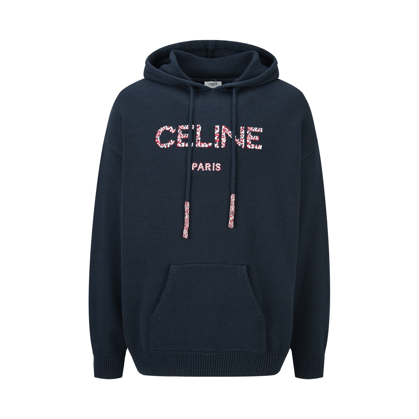 CELINE 赛琳 刺绣标识针织连帽卫衣 连帽衫 毛衣 针织衫 长袖 蓝色 B5