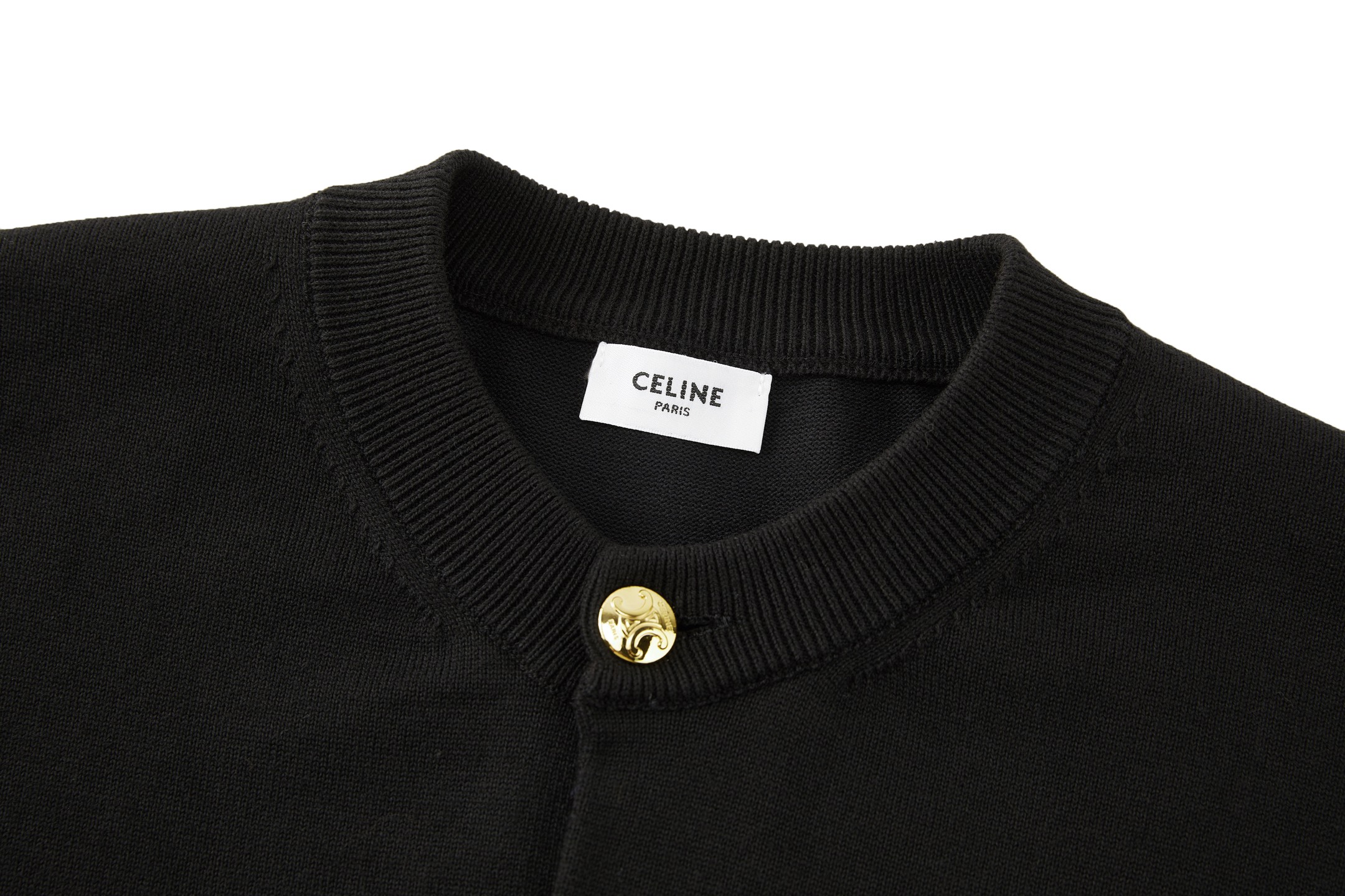 CELINE 赛琳 金属标识纽扣针织开衫 针织衫 毛衣 长袖 外套 黑色 B0 
