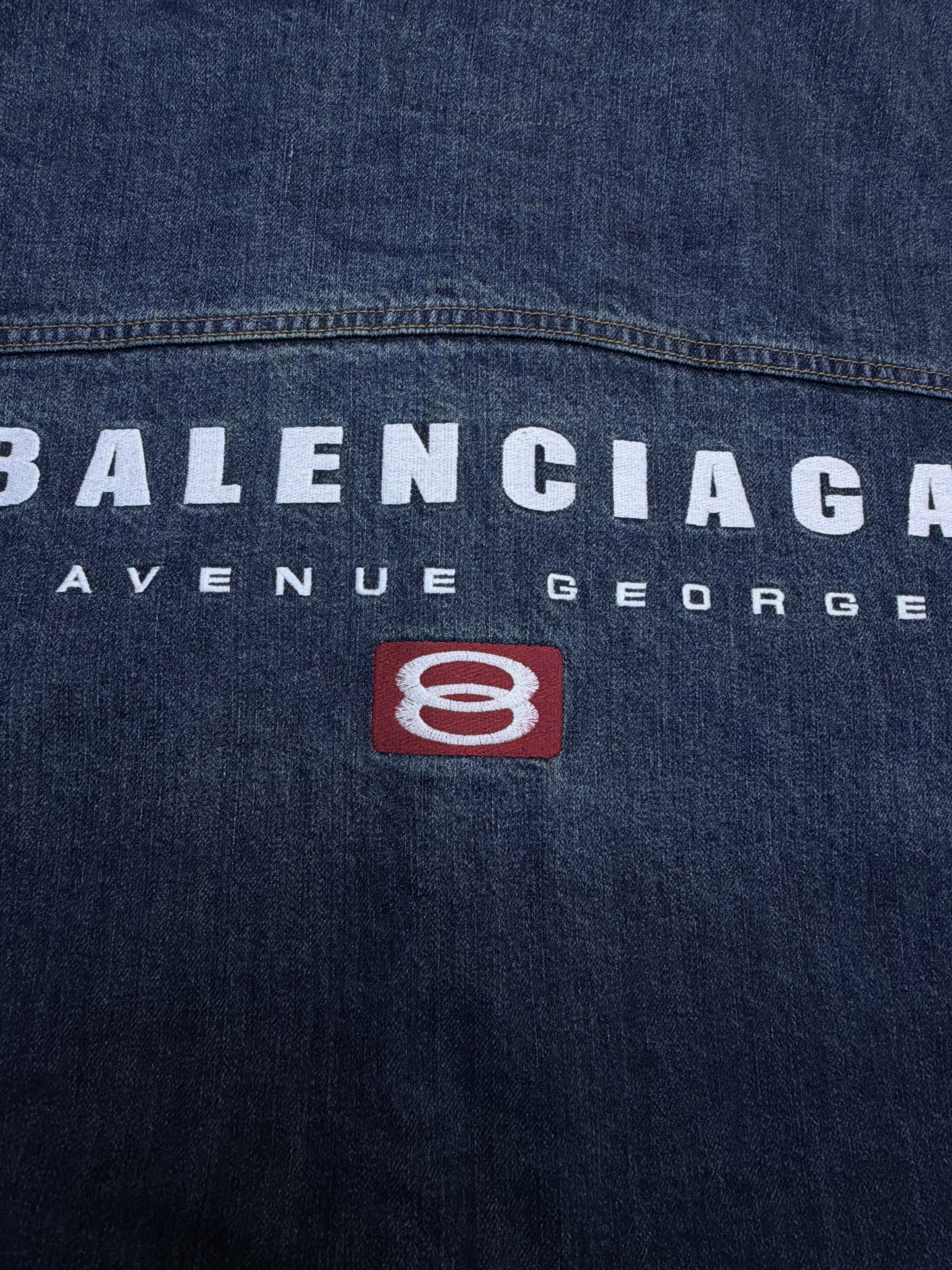 Balenciaga 巴黎世家 拼接刺绣牛仔兜帽外套 牛仔衣 夹克 长袖 蓝色 C0