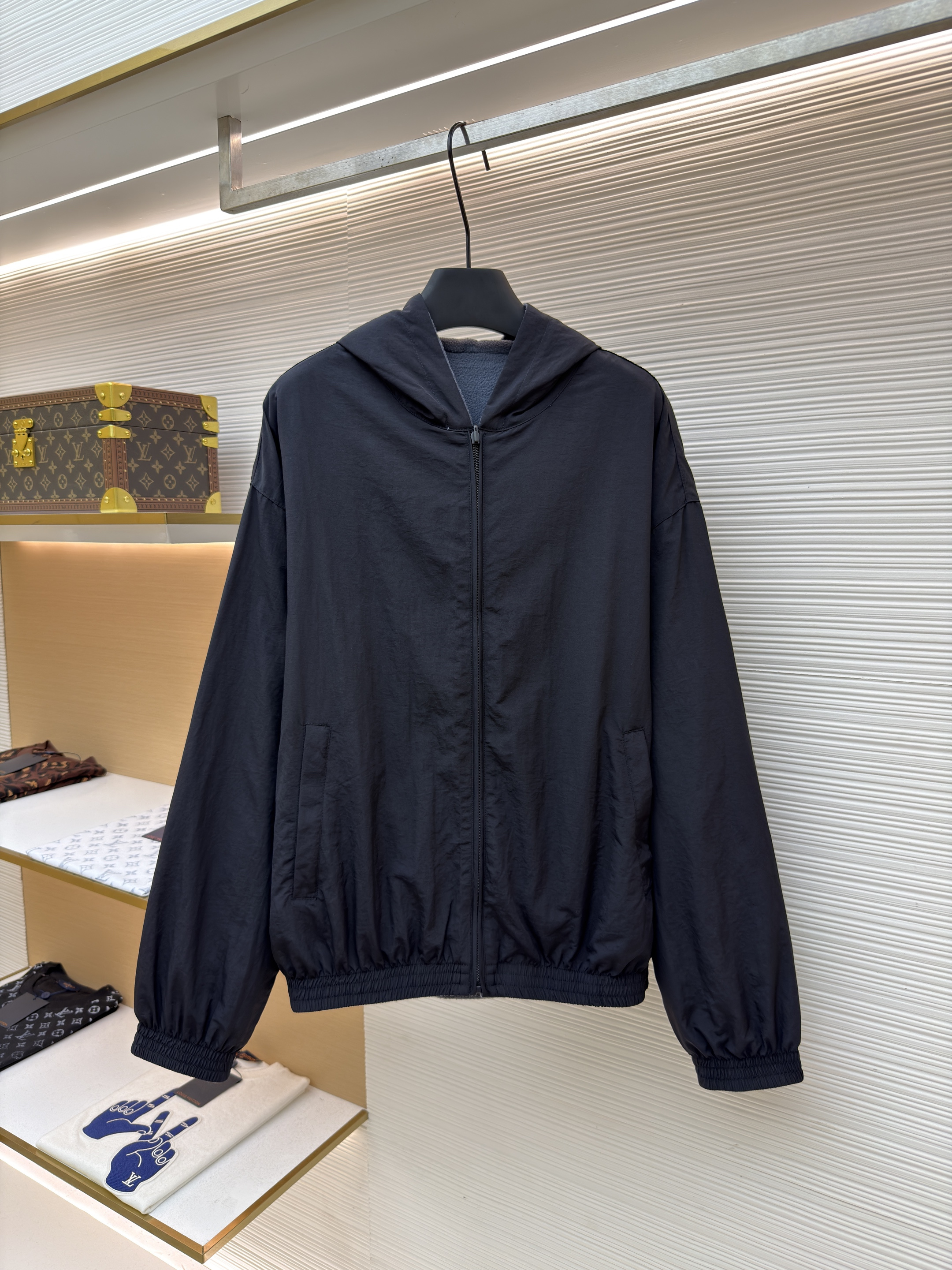 Balenciaga 巴黎世家 草书刺绣抓绒双面两穿拉链连帽夹克 外套 秋冬 长袖 C0