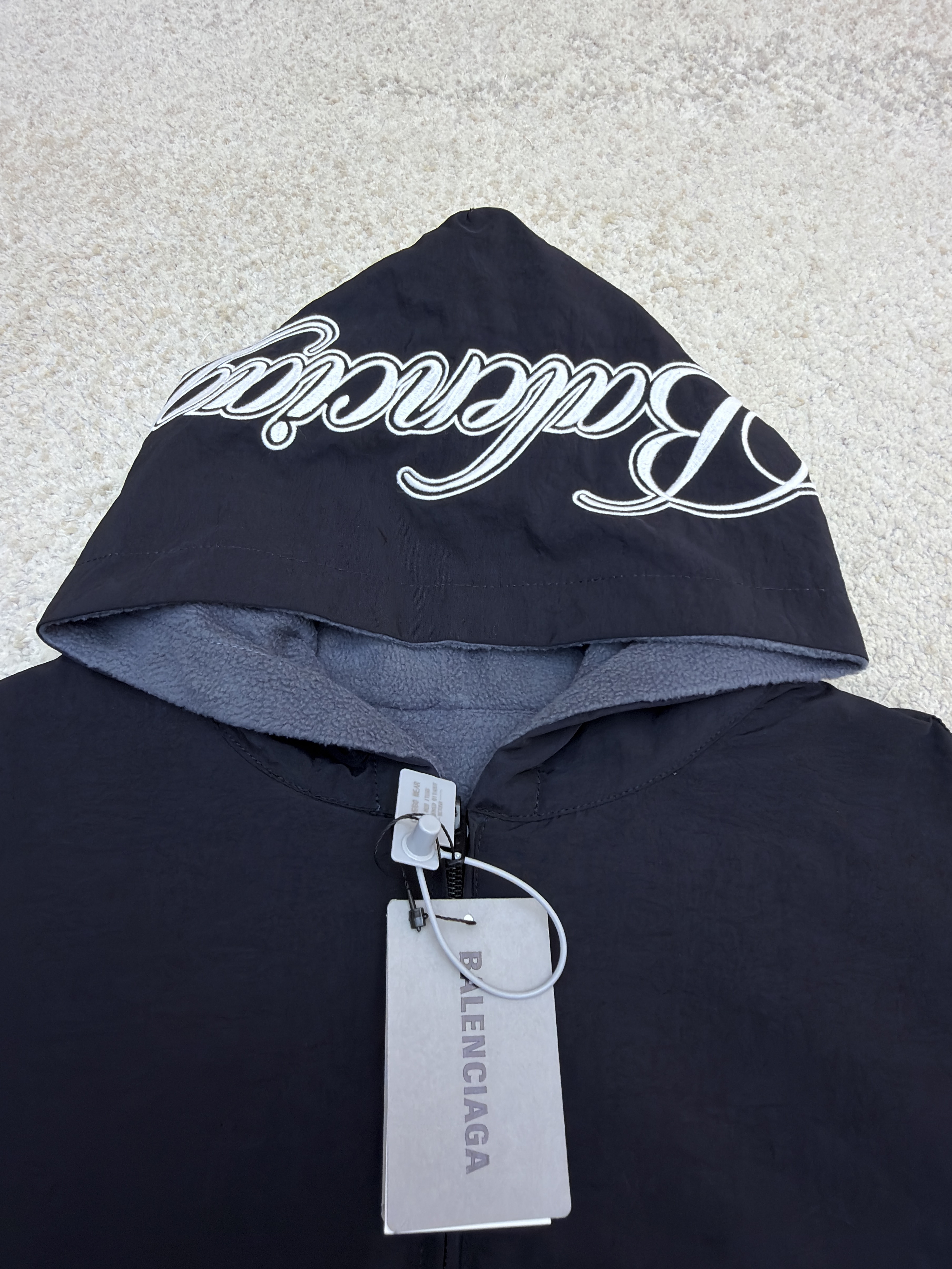 Balenciaga 巴黎世家 草书刺绣抓绒双面两穿拉链连帽夹克 外套 秋冬 长袖 C0
