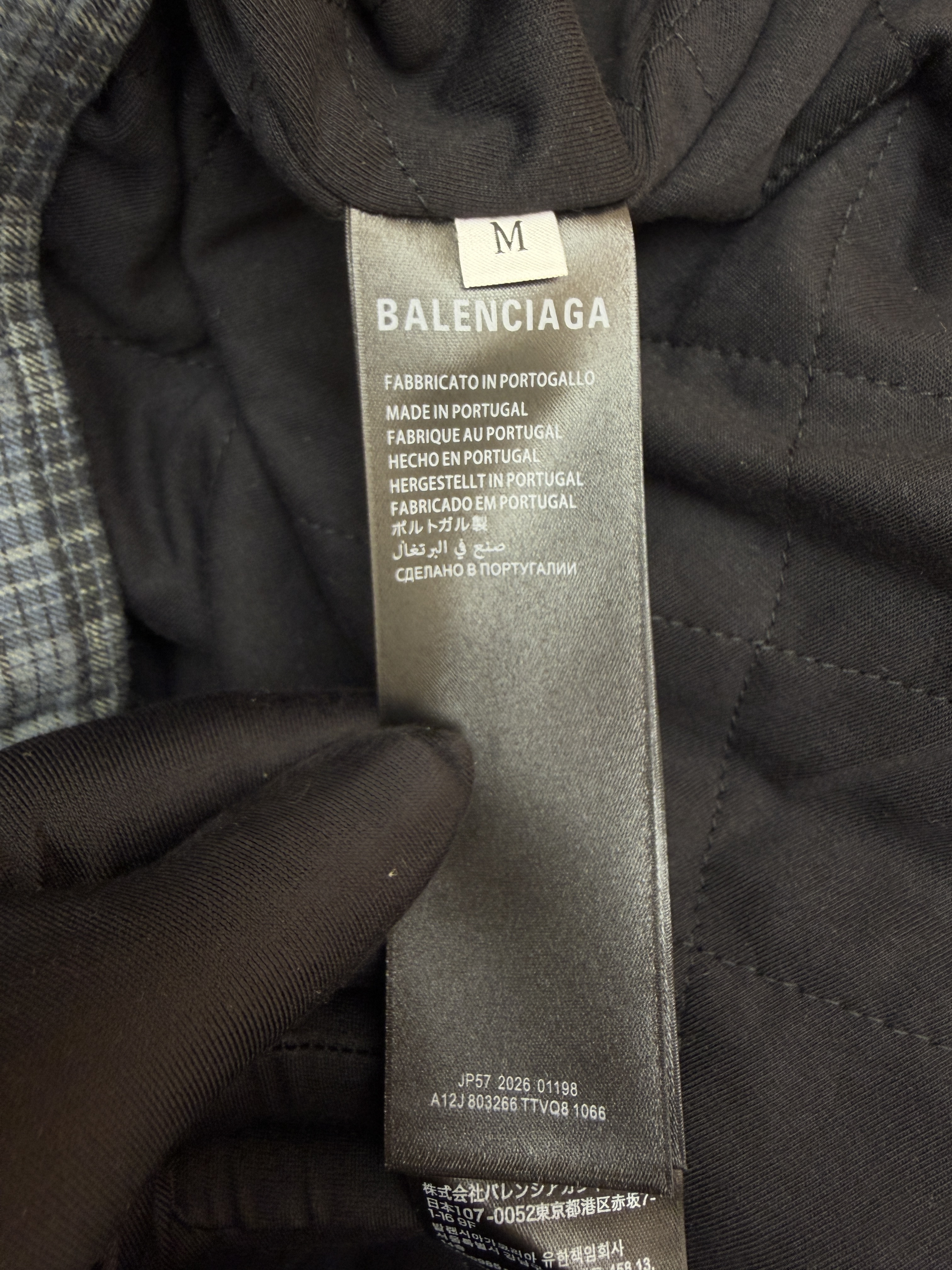 Balenciaga 巴黎世家 蓝灰格纹拉链夹棉衬衫外套 夹克 长袖 秋冬 蓝色 C0