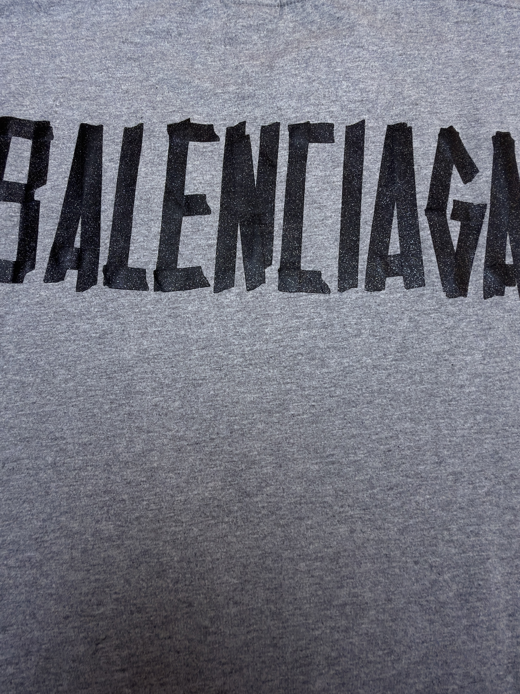 Balenciaga 巴黎世家 细闪胶带印花圆领短袖 T恤 圆领 夏季 黑色 灰色 A0 