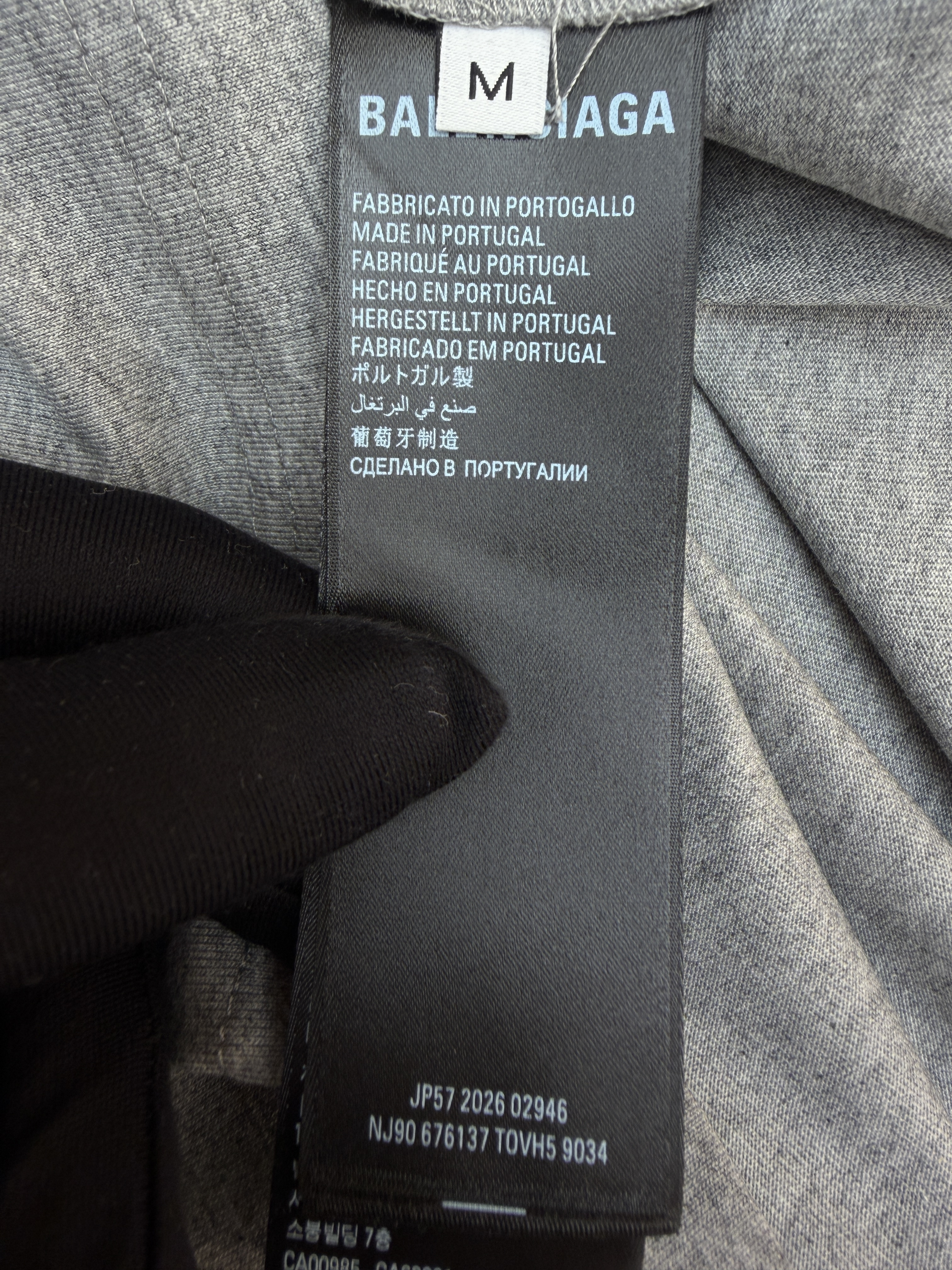 Balenciaga 巴黎世家 细闪胶带印花圆领短袖 T恤 圆领 夏季 黑色 灰色 A0 