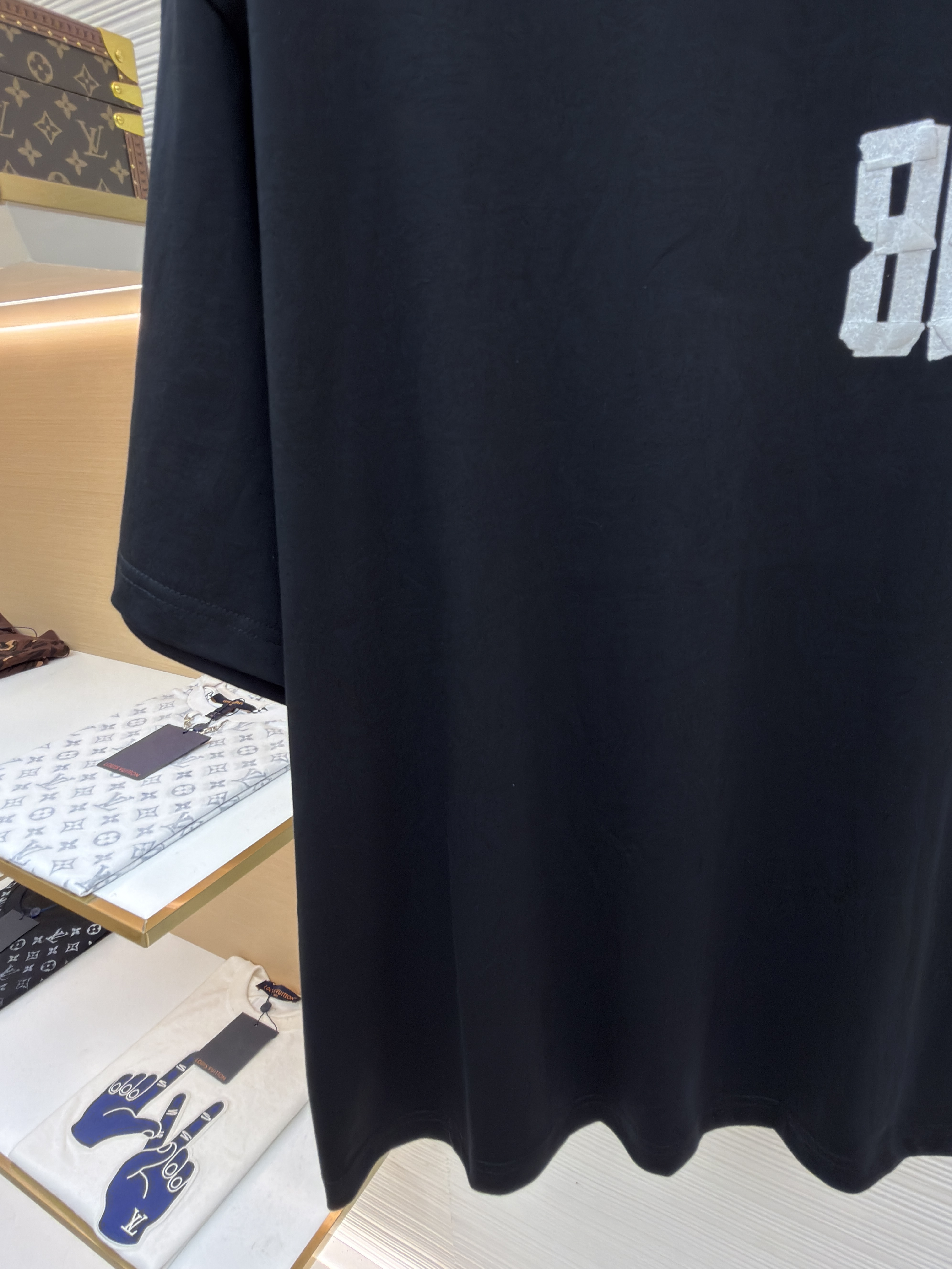 Balenciaga 巴黎世家 细闪胶带印花圆领短袖 T恤 圆领 夏季 黑色 灰色 A0 